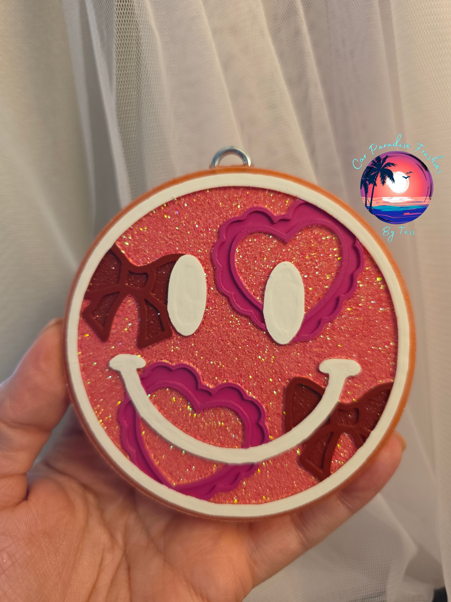 Lace Hearts and Bows Smile Round Insert for Circle Freshie Mold