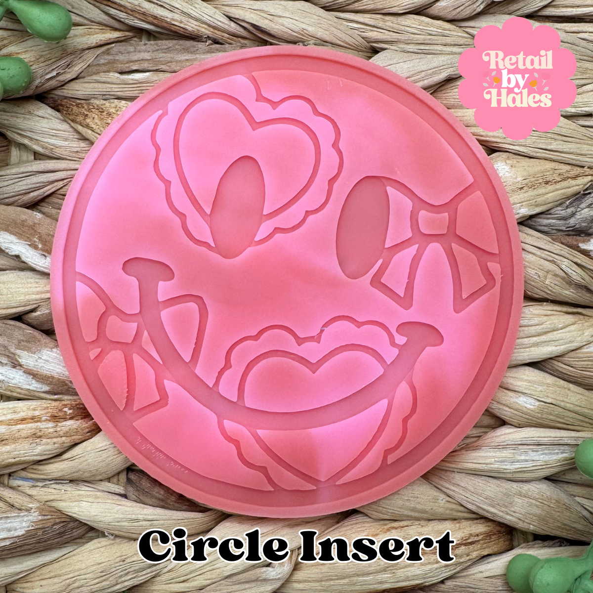 Lace Hearts and Bows Smile Round Insert for Circle Freshie Mold