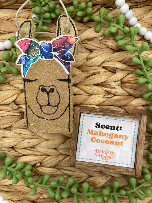 38- Llama- Mahogany Coconut - Animal, Farm, Western, Bow,