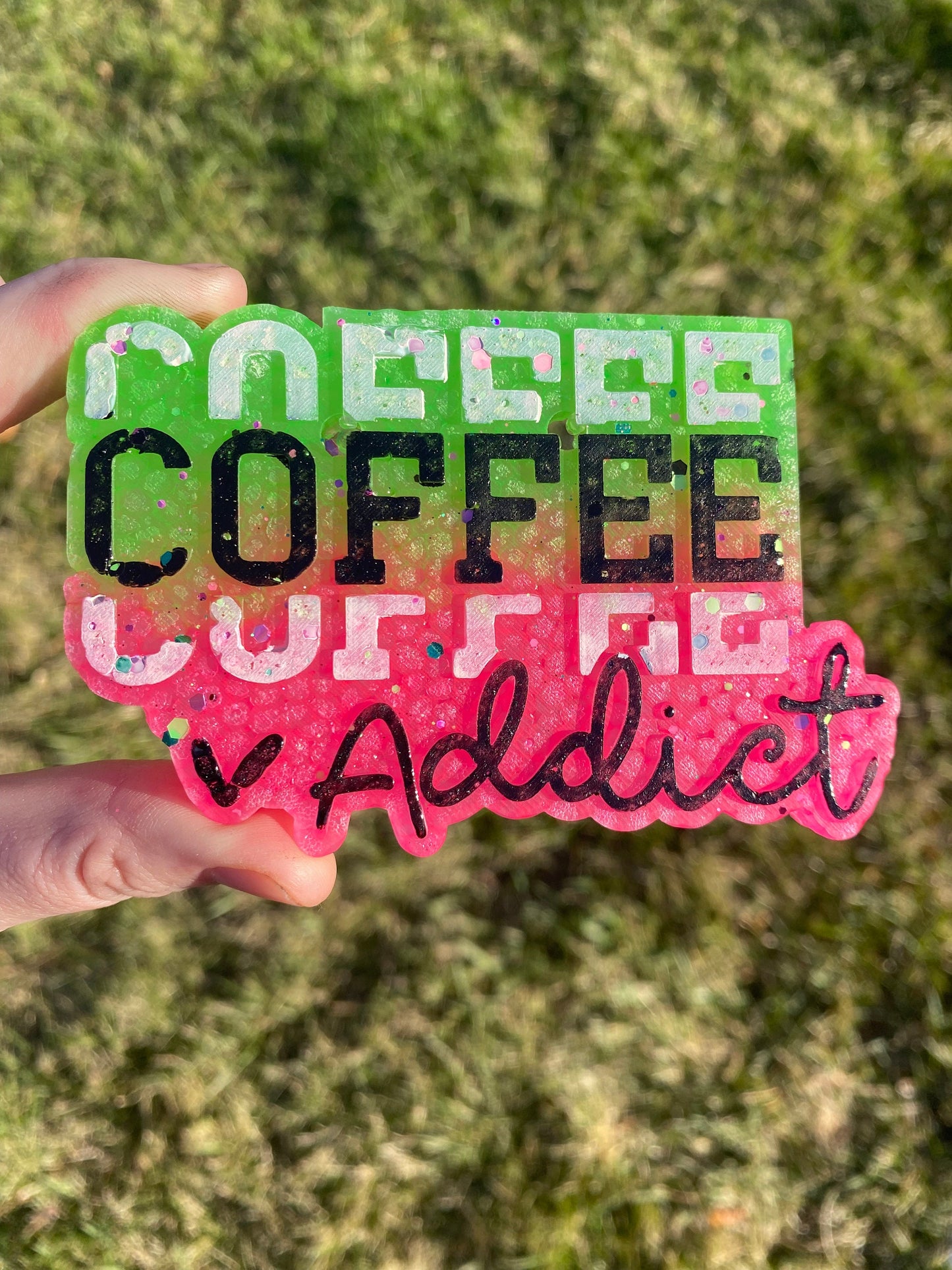 Coffee Addict Freshie Silicone Mold, bestselling freshie molds, caffeine aroma bead molds, heat safe silicone, soap mold, coffee queen mold