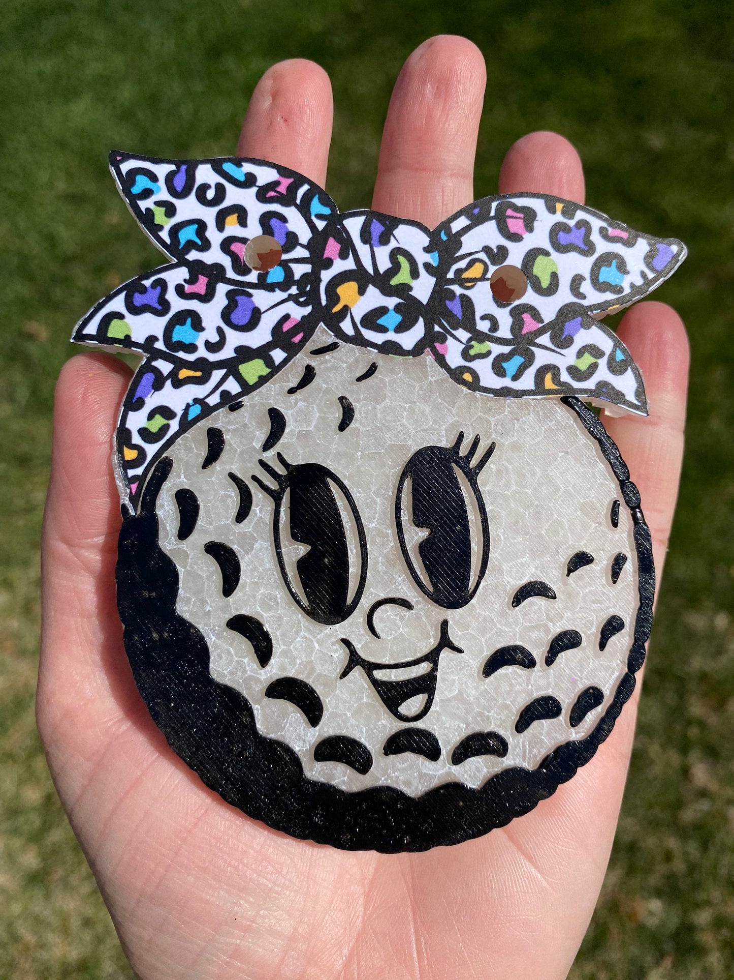 Golf ball with bow Freshie Silicone Mold, sport aroma bead molds, cardstock molds, best selling freshies, golfing freshie molds, sport mold