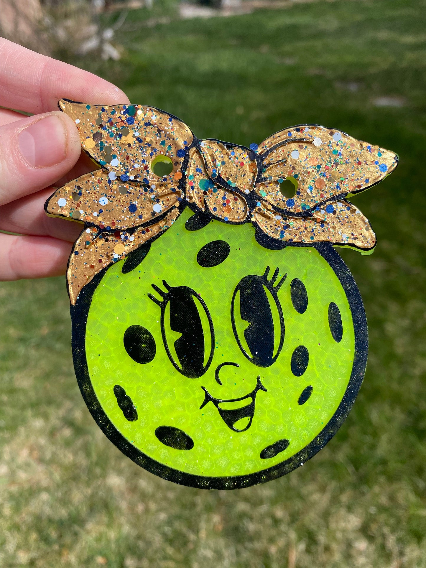 Pickleball with Bow Freshie Silicone Mold, sport aroma bead molds, cardstock molds, best selling freshies, pickleball with bow freshie mold,