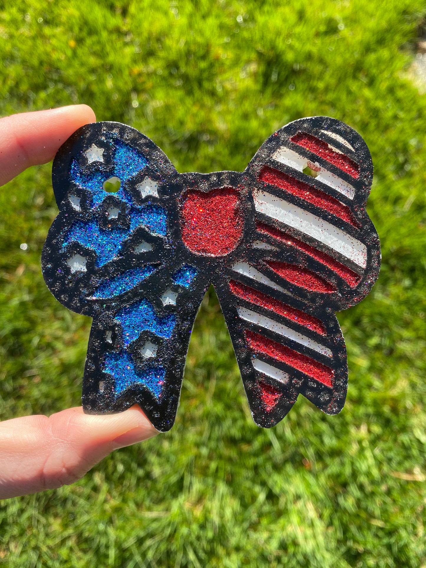 American Bow Freshie Silicone Mold, coquette bow molds, fourth of July freshie mold, USA bow car freshener, stars and stripes freshie mold,