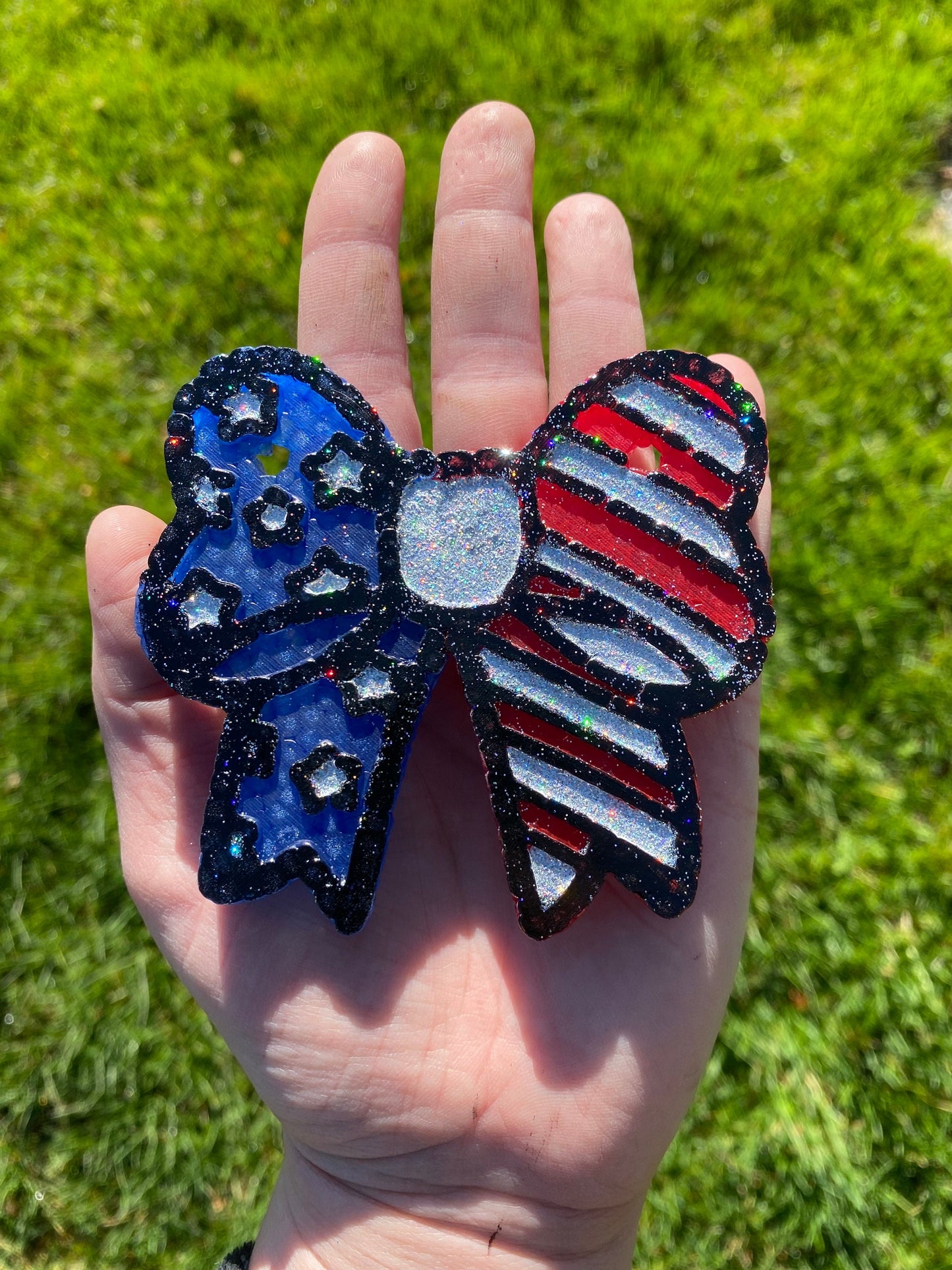 American Bow Freshie Silicone Mold, coquette bow molds, fourth of July freshie mold, USA bow car freshener, stars and stripes freshie mold,