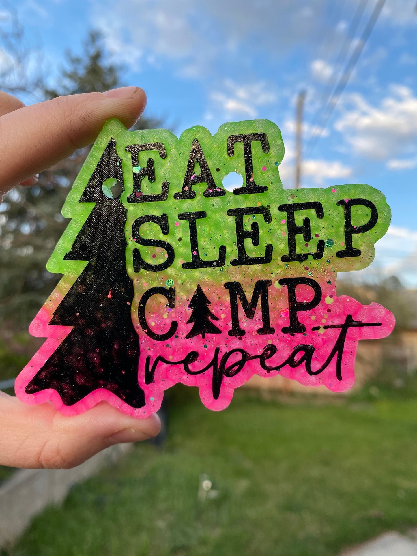 Eat Sleep Camp Repeat Freshie Silicone Mold, freshie making supplies, popular freshie, best selling freshies, summer freshie ideas, outdoor