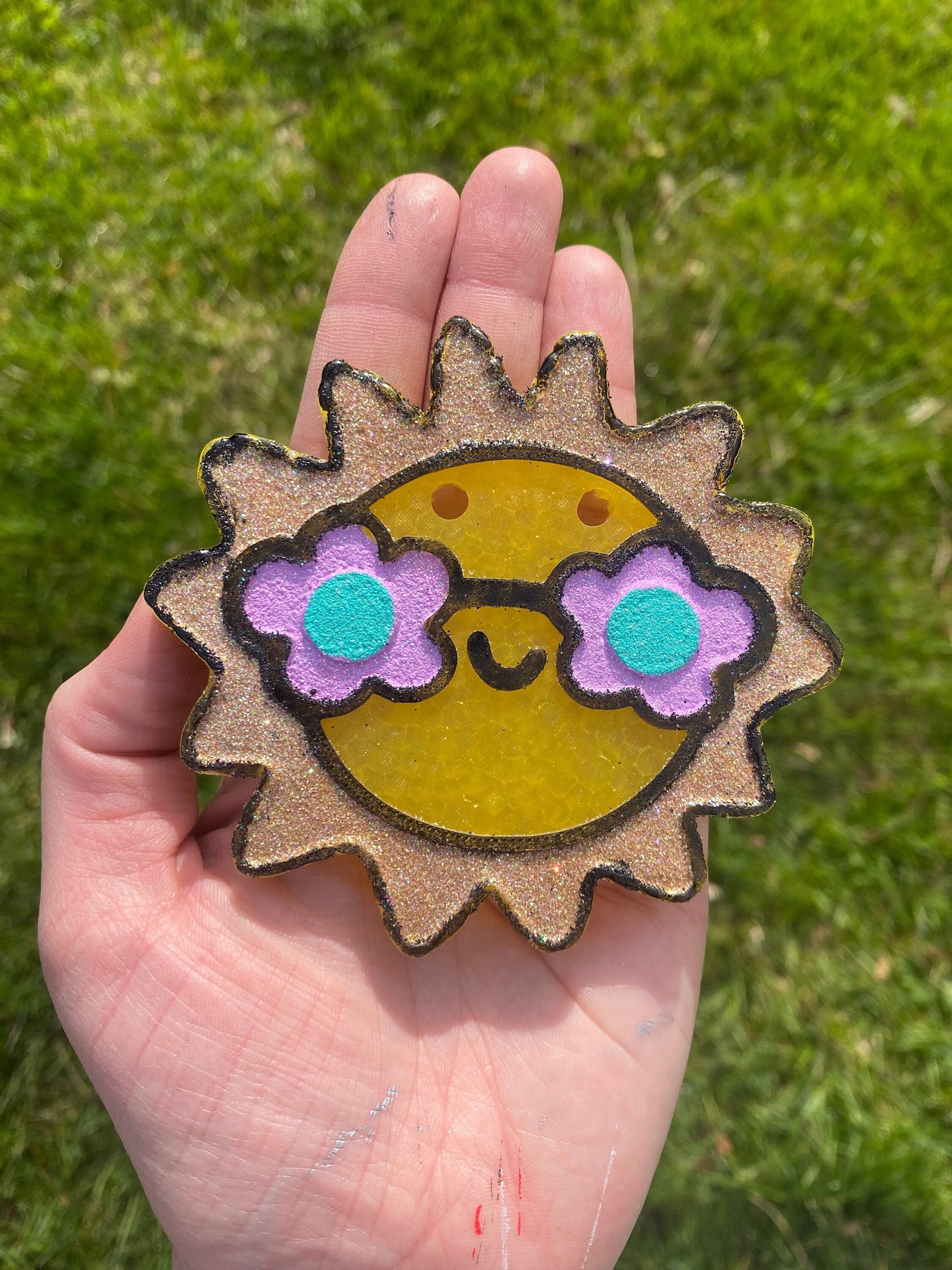 Sun with Flower Glasses Mold, Summer Freshie Molds, Sun Freshie Mold, Beach Silicone Mold, Easy Freshie Molds for Beginners, Popular Molds