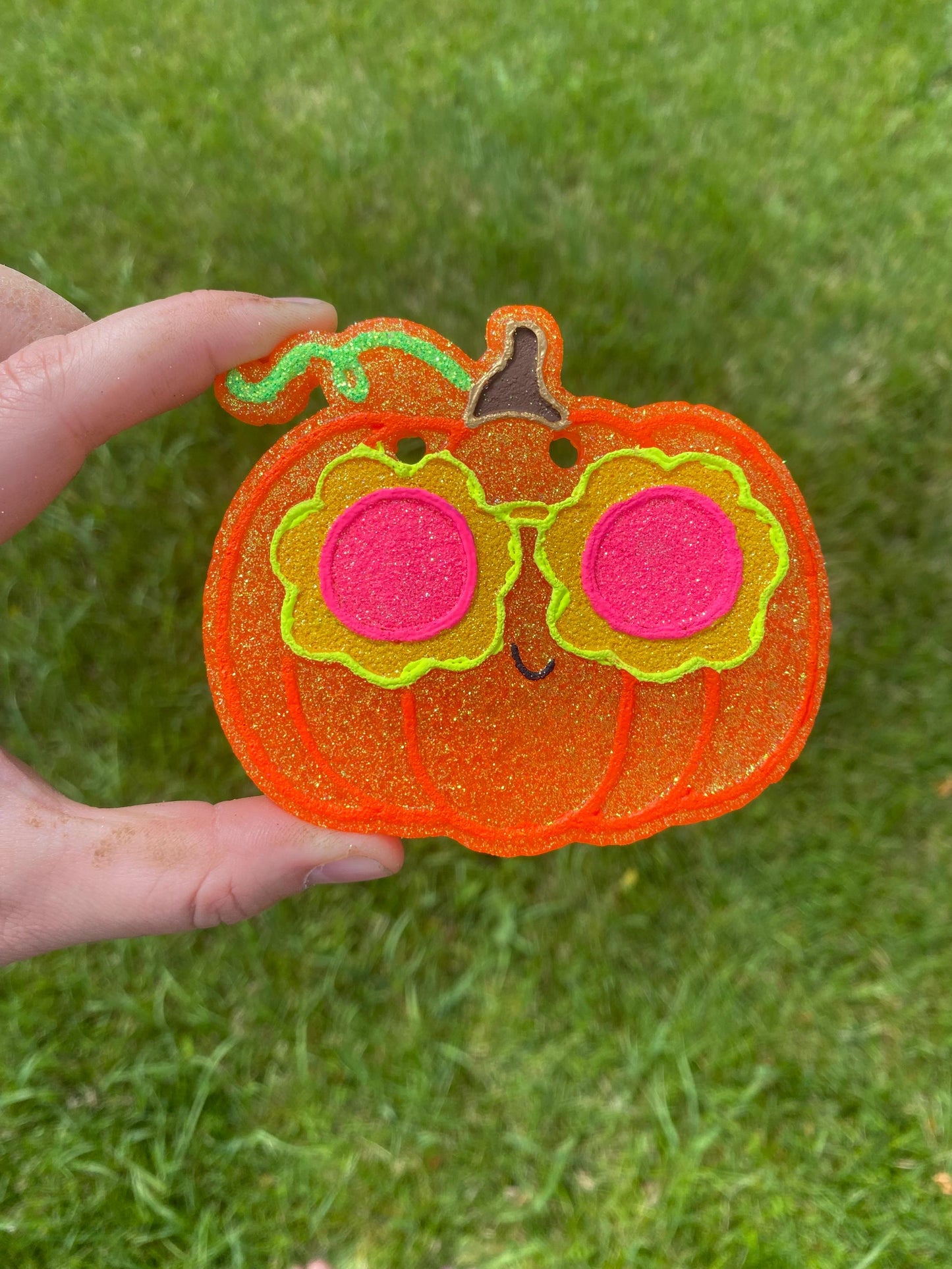 Pumpkin with Flower Glasses Mold, Freshie Mold, Fall Freshie Mold, Silicone Mold, cute fall mold, Autumn molds, Bestselling Molds, cozy mold