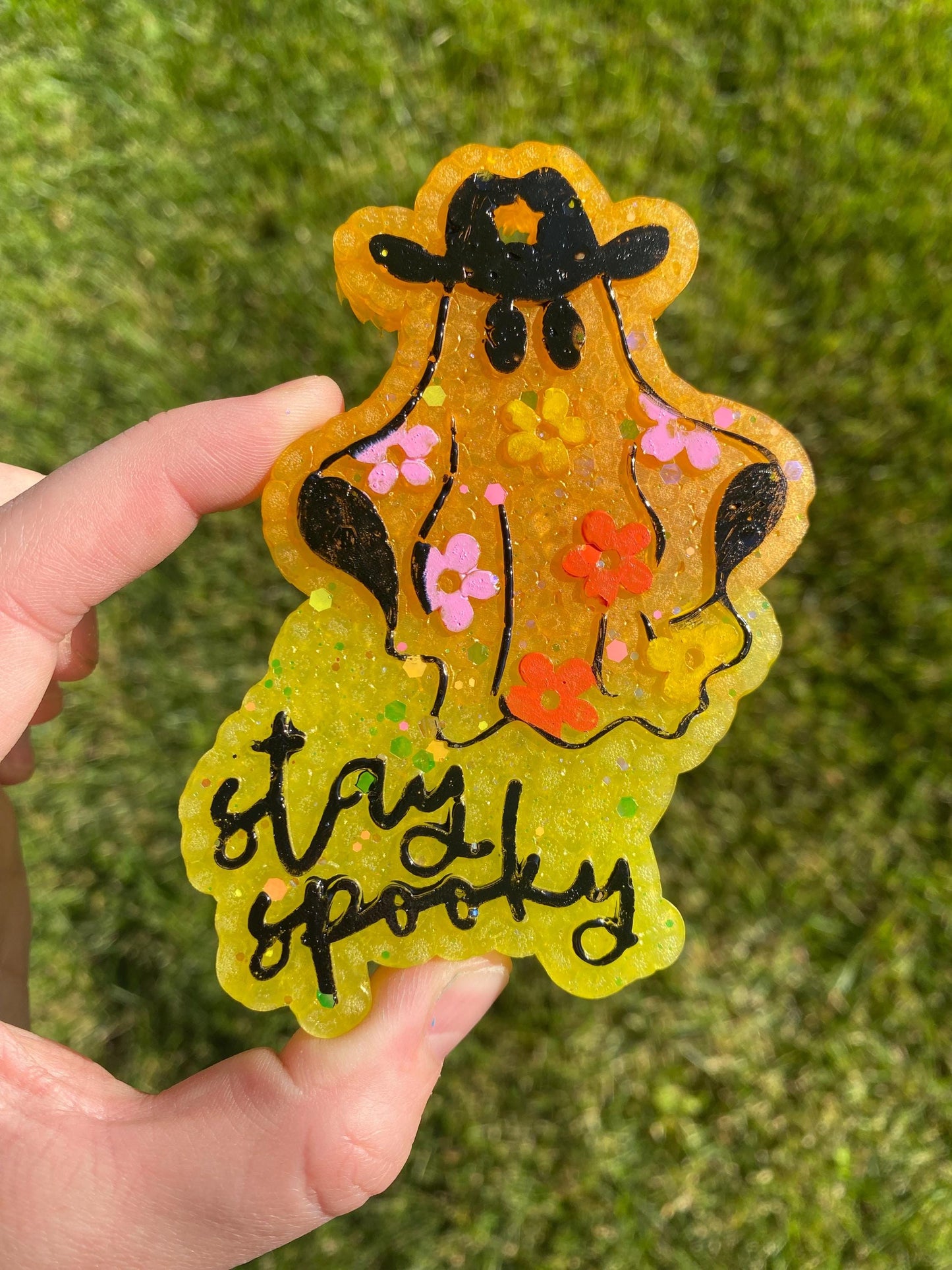 Stay Spooky Ghost Mold, Halloween Freshie Mold, Fall Freshie Mold, Ghost Silicone Mold, Western Halloween Molds, Floral Ghost Mold