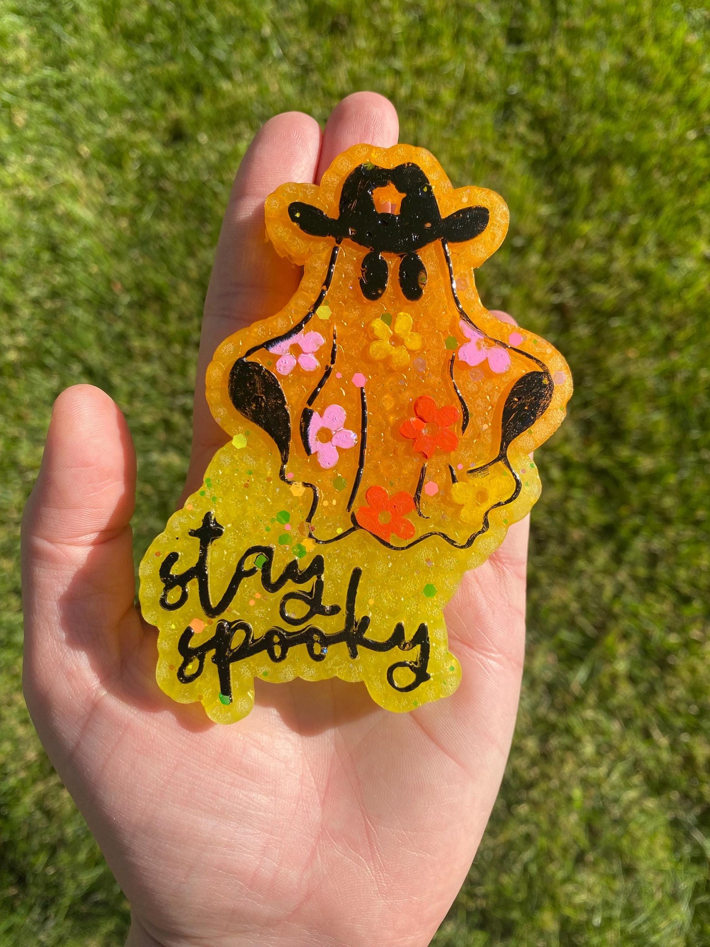 Stay Spooky Ghost Mold, Halloween Freshie Mold, Fall Freshie Mold, Ghost Silicone Mold, Western Halloween Molds, Floral Ghost Mold