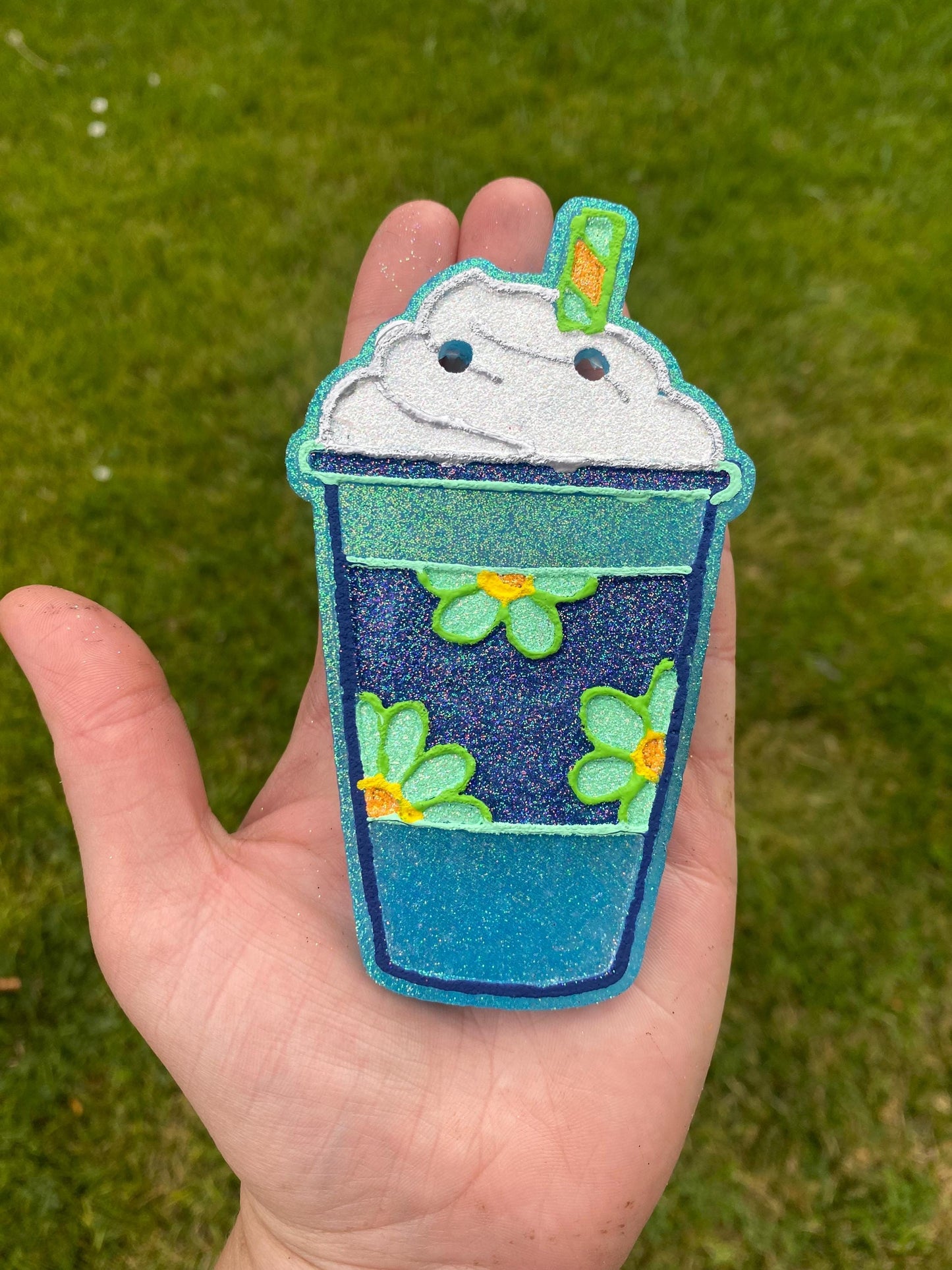 Daisy Latte Freshie Mold, bestselling freshie molds, heat safe silicone, coffee queen, coffee shop freshie, coffee cup mold, cold drink cup