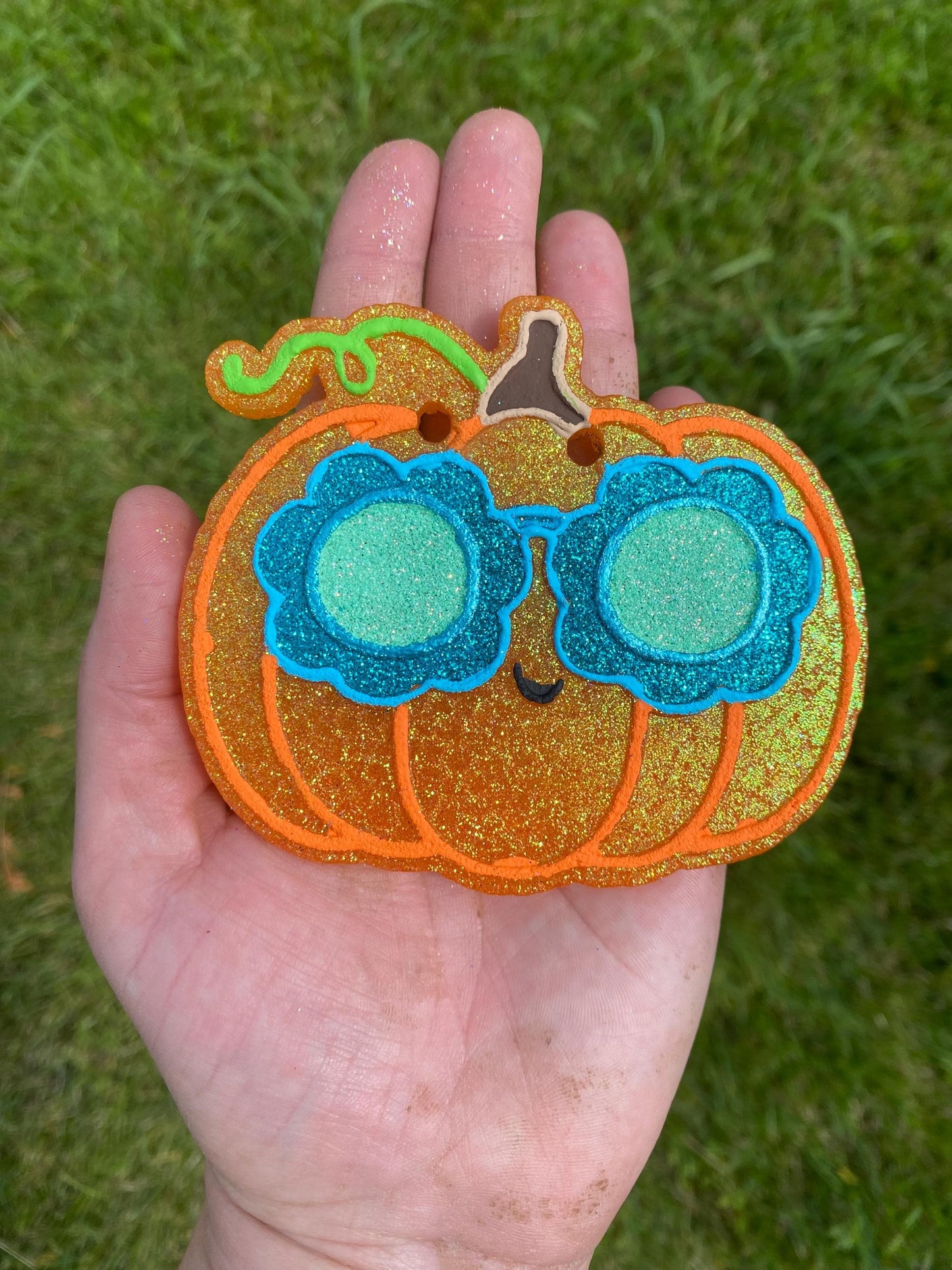 Pumpkin with Flower Glasses Mold, Freshie Mold, Fall Freshie Mold, Silicone Mold, cute fall mold, Autumn molds, Bestselling Molds, cozy mold