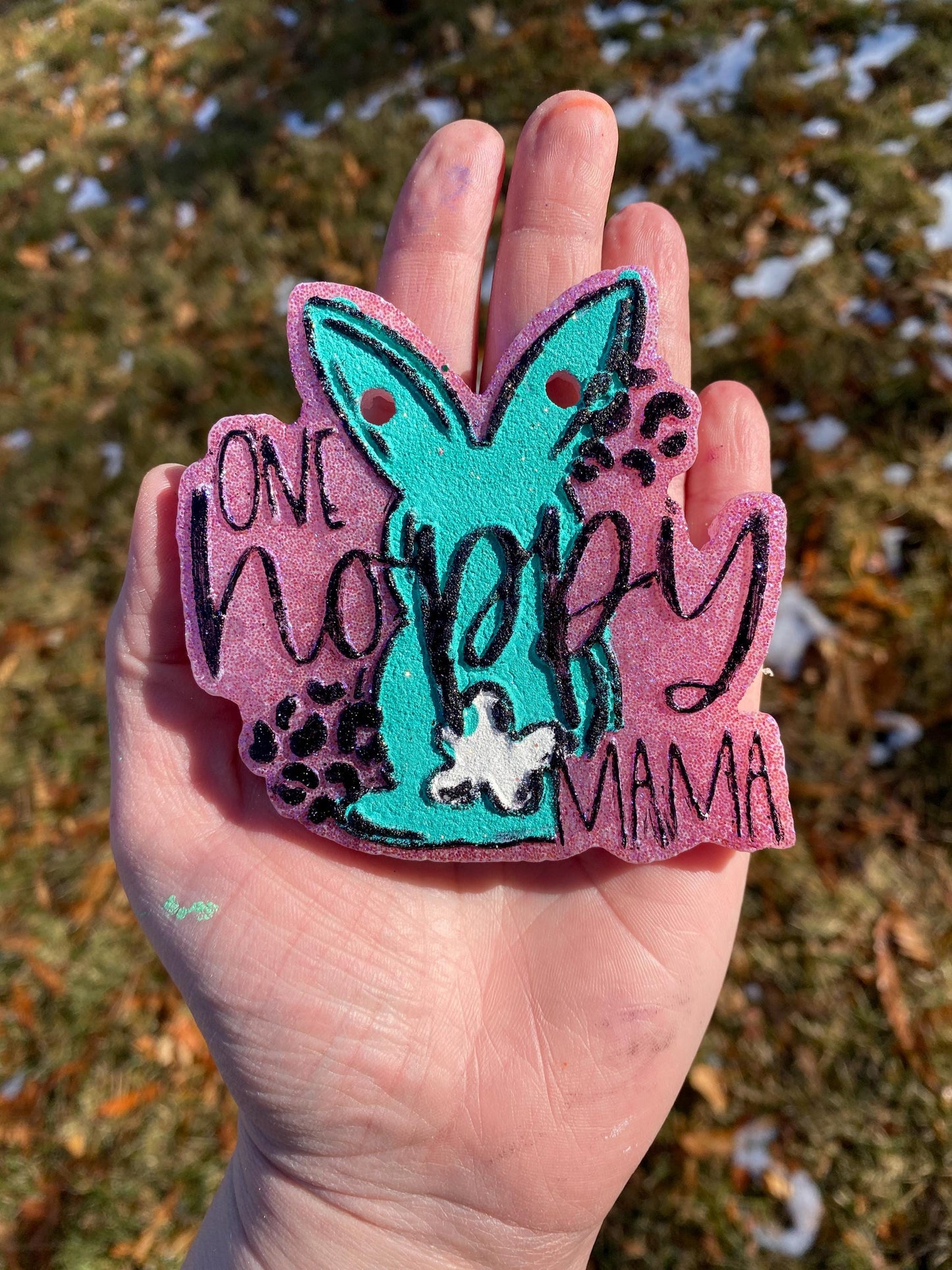 One Hoppy Mama Freshie Mold for easter, car freshie design oven safe silicone cross mold for resin cross easter mold for bath bomb