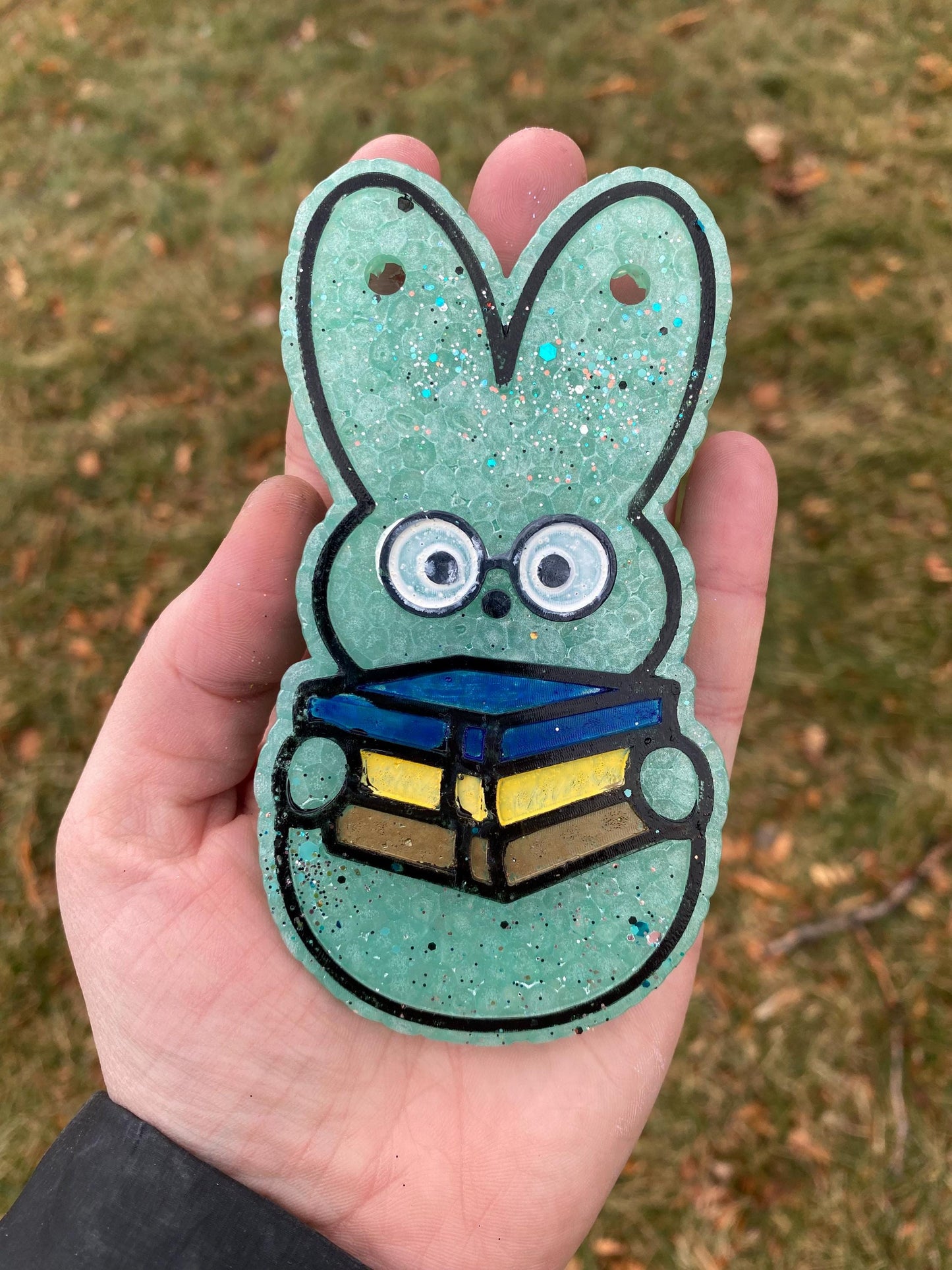 Reading Bunny Freshie Mold for easter, car freshie designs, easter book freshie mold, fantasy freshie mold, reader silicone mold,