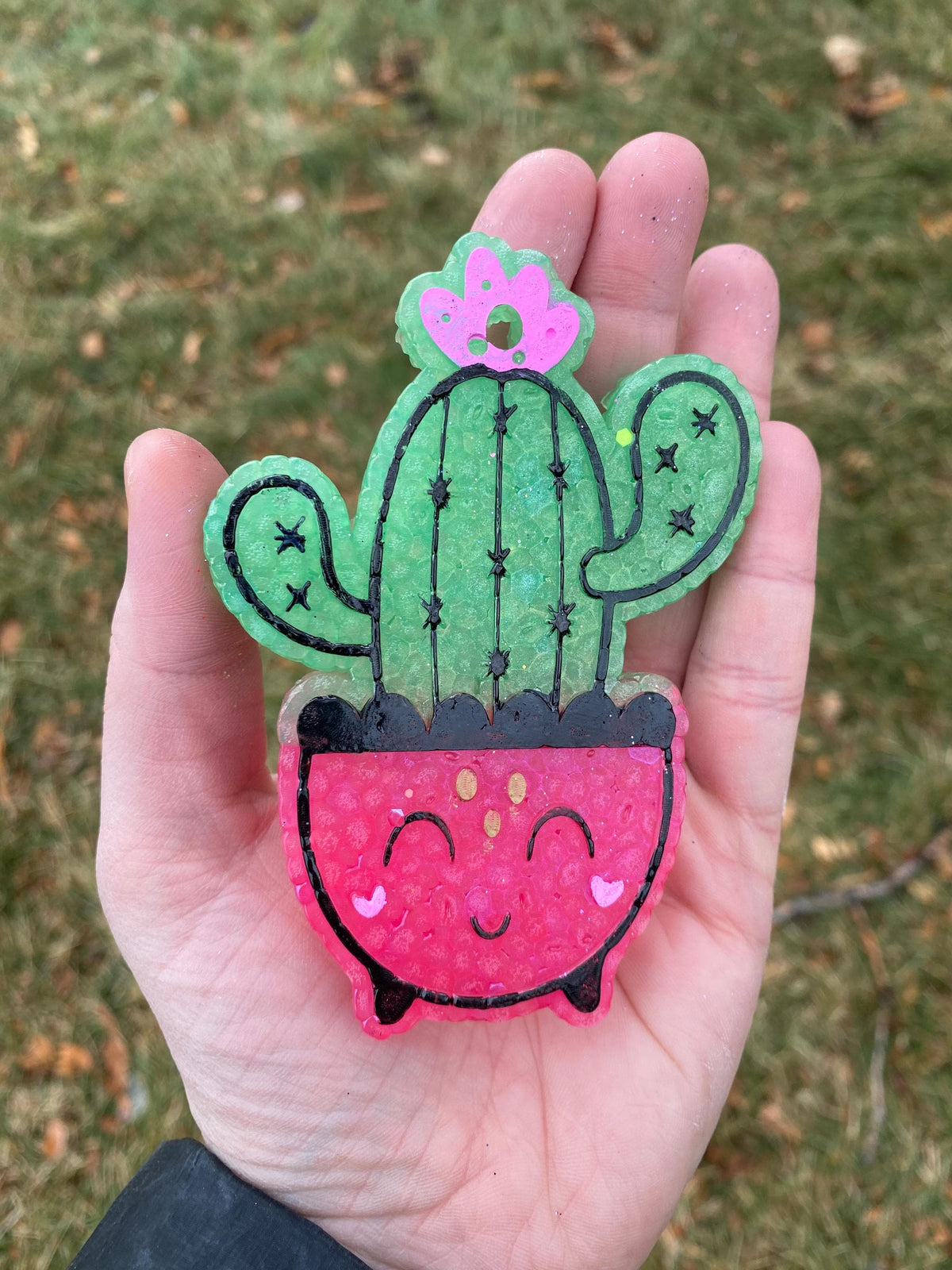 Happy Cactus Freshie Mold, freshie making supplies, plant freshie molds, desert silicone mold, succulent freshie design, high quality molds