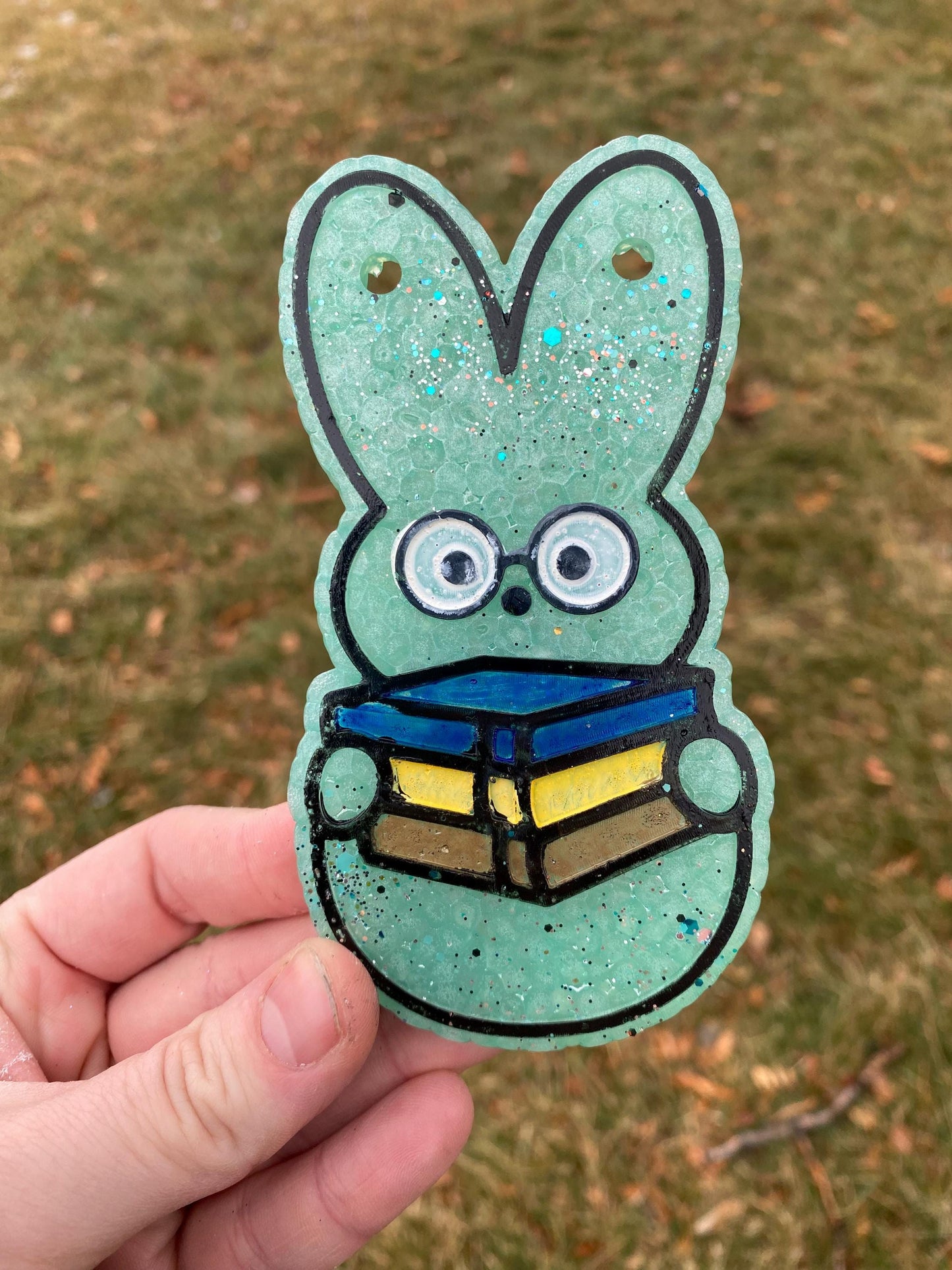 Reading Bunny Freshie Mold for easter, car freshie designs, easter book freshie mold, fantasy freshie mold, reader silicone mold,