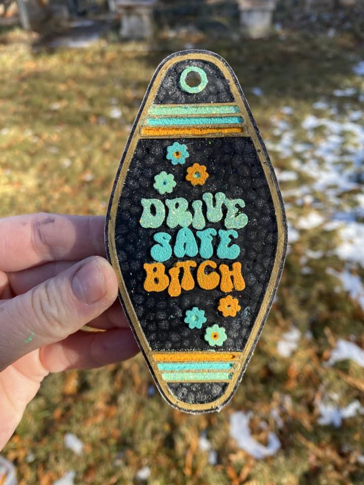 Drive Safe Bitch Motel Key Inserts Freshie Mold, for adult car freshie designs oven safe silicone mold for resin funny mold