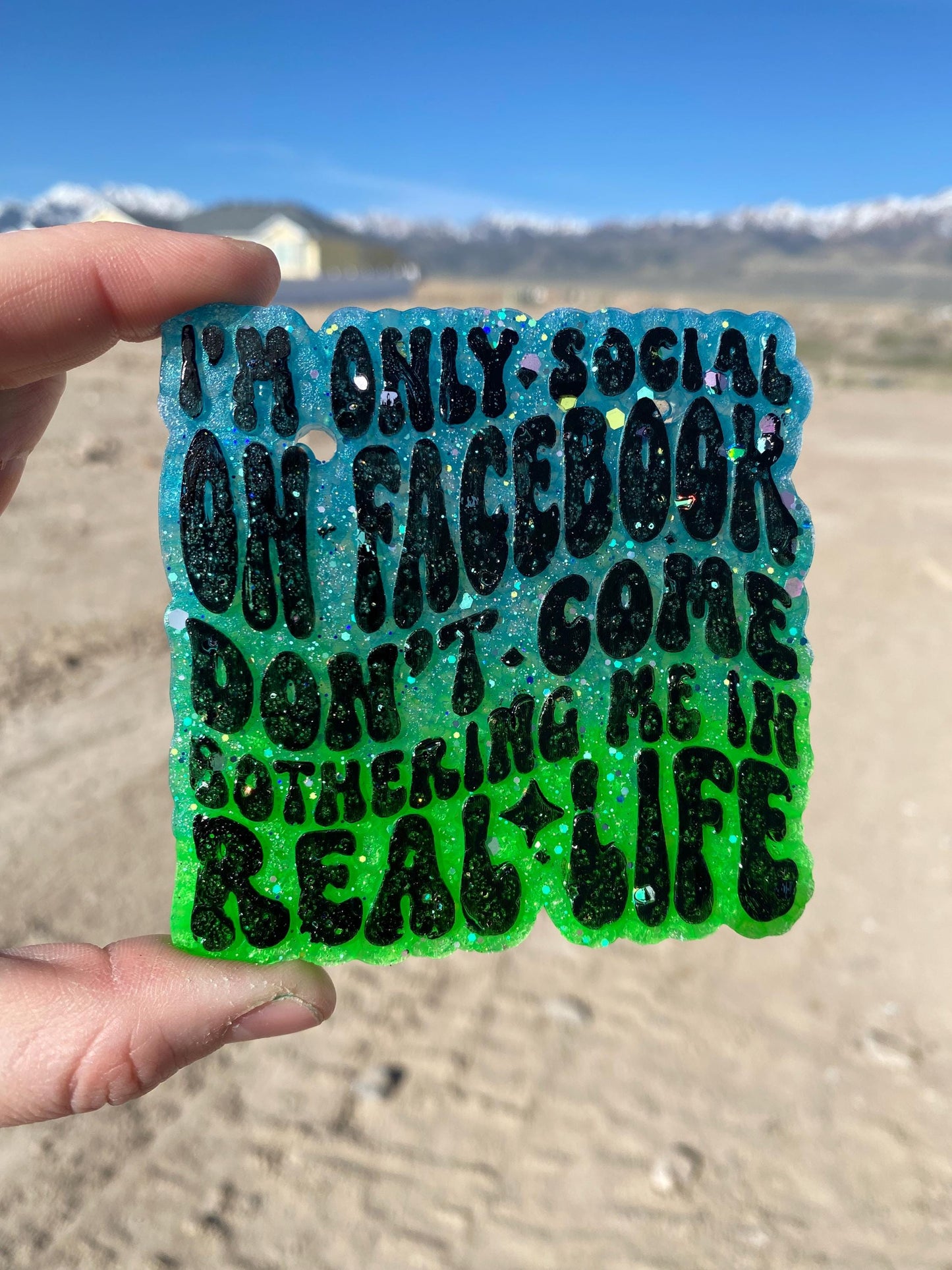 I'm Only Social on Facebook Freshie Mold, Snarky Molds, Funny Freshie Mold, sarcastic freshie mold, adult humor, retro font freshie mold
