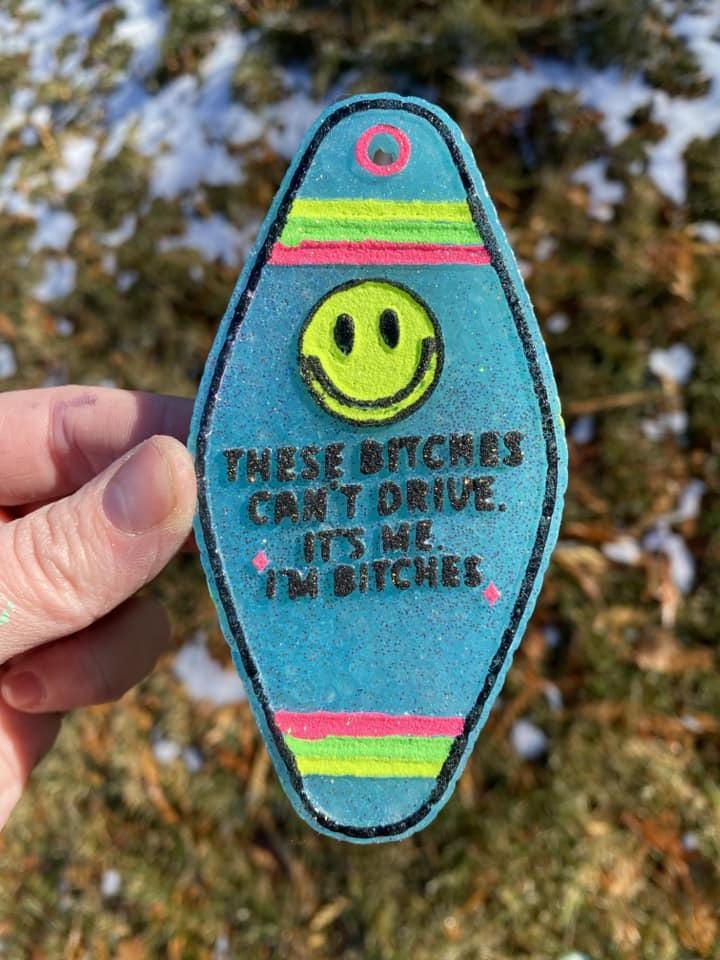 These Bitches Can't Drive Motel Key Inserts Freshie Mold, for adult car freshie designs oven safe silicone mold for resin funny mold