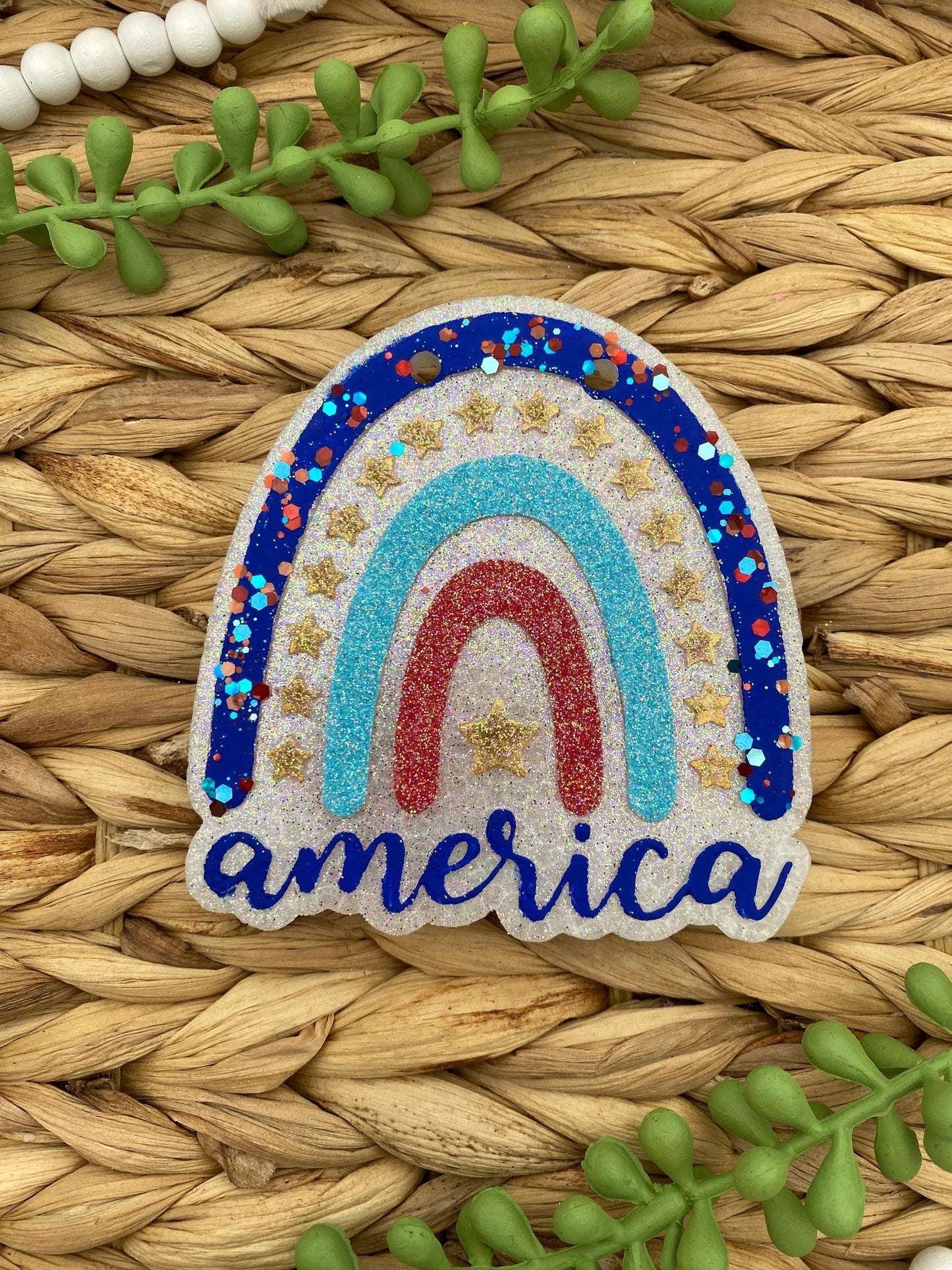 American Rainbow Freshie Silicone Mold, fourth of July freshie mold, USA car freshener, stars and stripes freshie mold, patriotic freshie