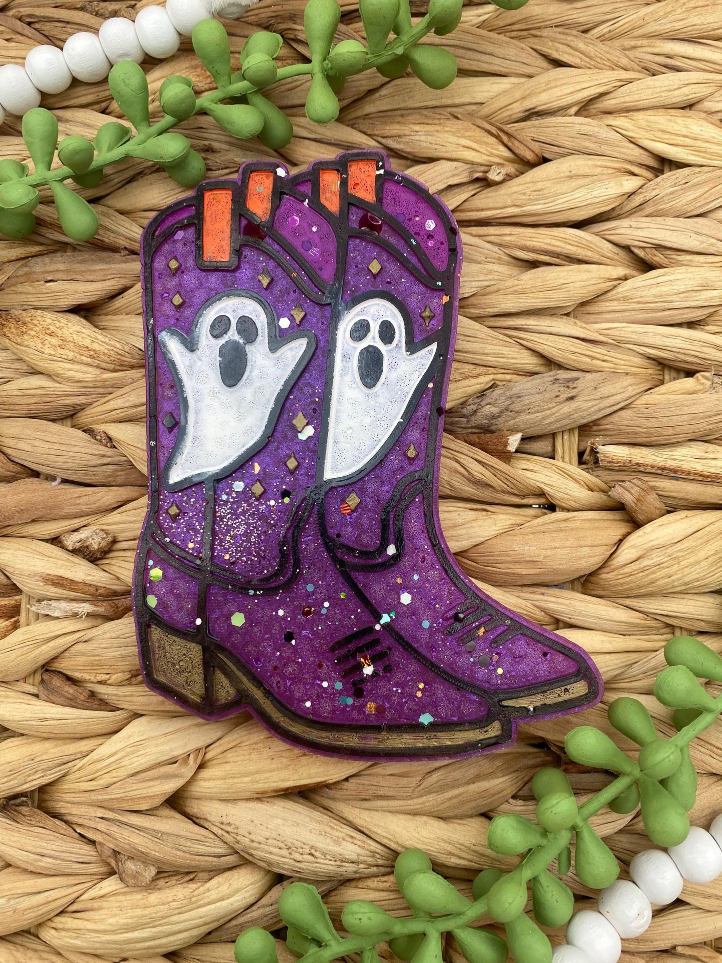 Ghost Cowboy Boots Mold, Halloween Freshie Mold, Fall Freshie Mold, Ghost Silicone Mold, Western Halloween Molds, Floral Ghost Mold