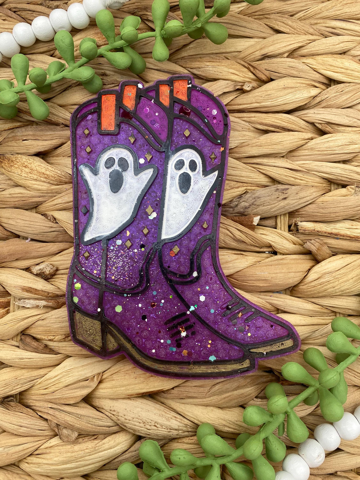 Ghost Cowboy Boots Mold, Halloween Freshie Mold, Fall Freshie Mold, Ghost Silicone Mold, Western Halloween Molds, Floral Ghost Mold