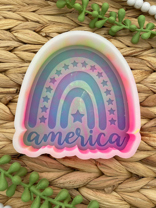 American Rainbow Freshie Silicone Mold, fourth of July freshie mold, USA car freshener, stars and stripes freshie mold, patriotic freshie