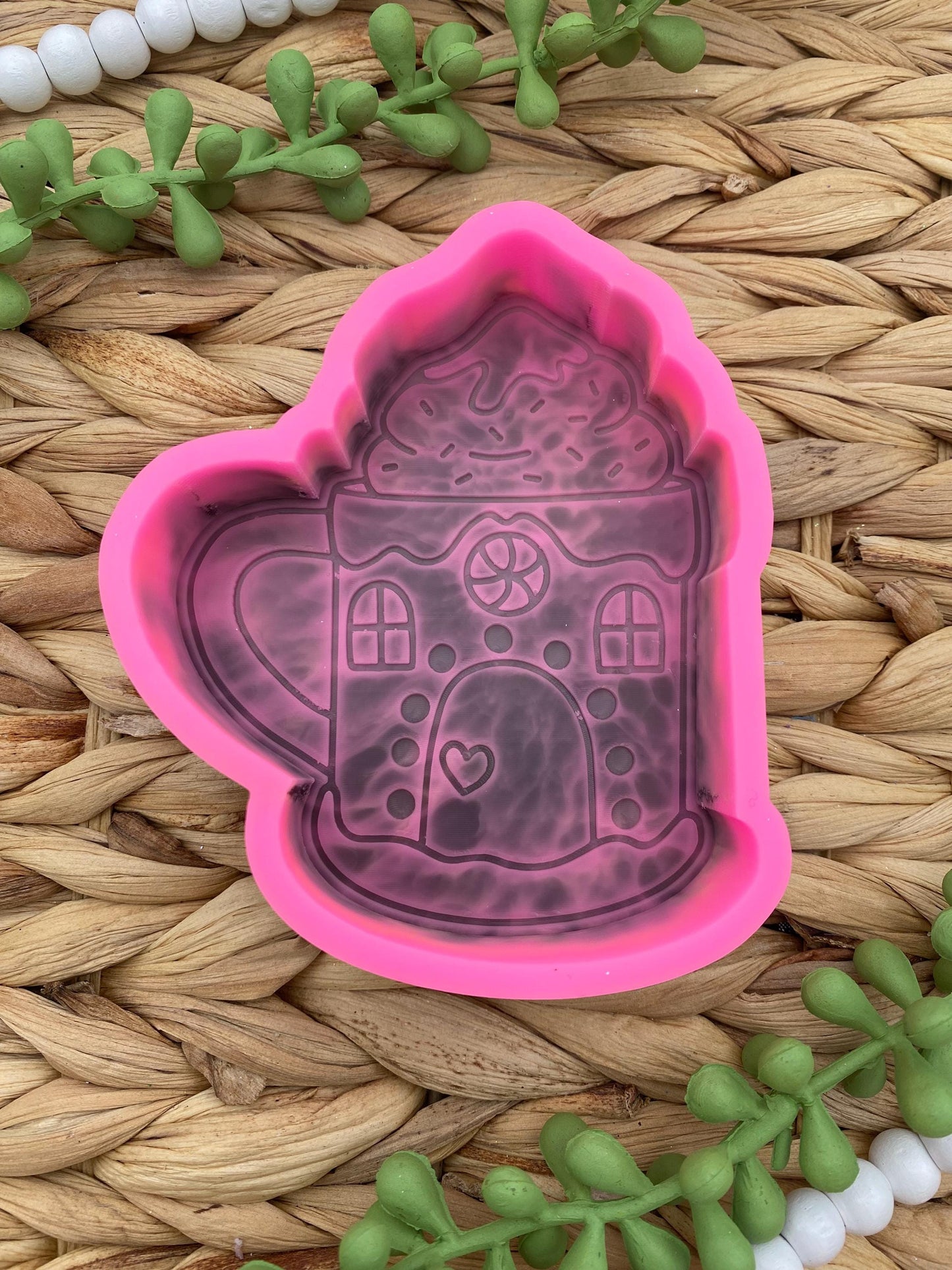 Gingerbread Mug Freshie Mold, freshie making supplies, Christmas freshie mold, cozy winter freshie molds, happy gingerbread molds