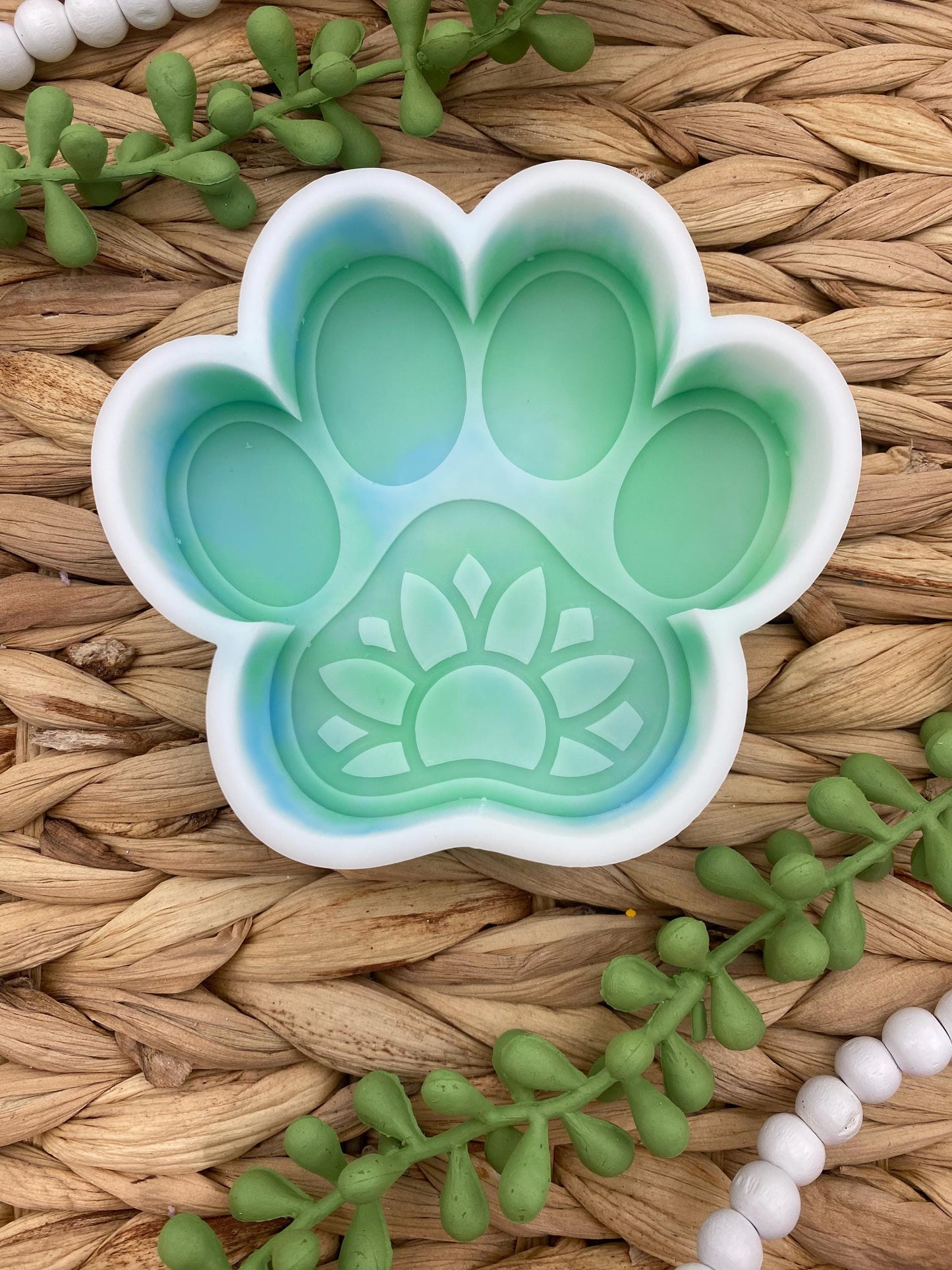 Sunflower Paw Print Freshie Mold, Fall Paw Silicone Mold, dog mom freshie mold, flower paw freshie mold, dog freshie molds, animal freshie