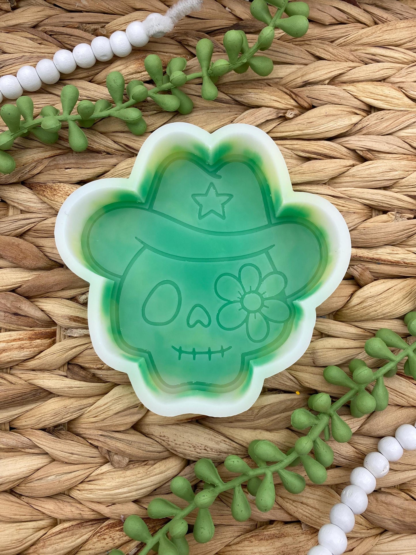 Flower Skull Freshie Mold, Western Freshie Molds, Cowboy Summer Freshie Molds, Cowgirl Freshie Molds, Farm Freshie Mold,
