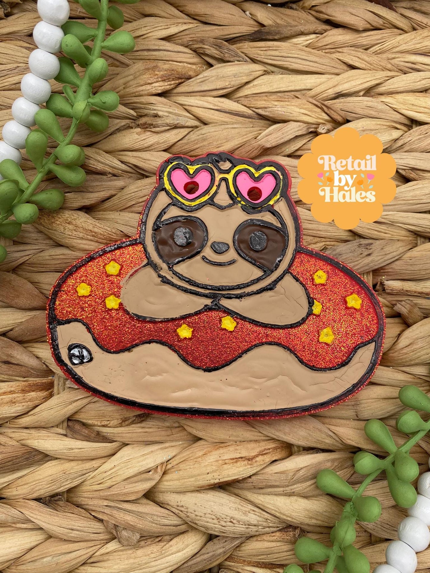 Sloth in Floaty Freshie Mold, coconut drink freshie mold, summer silicone molds, hanging sloth freshie mold, beach freshie mold