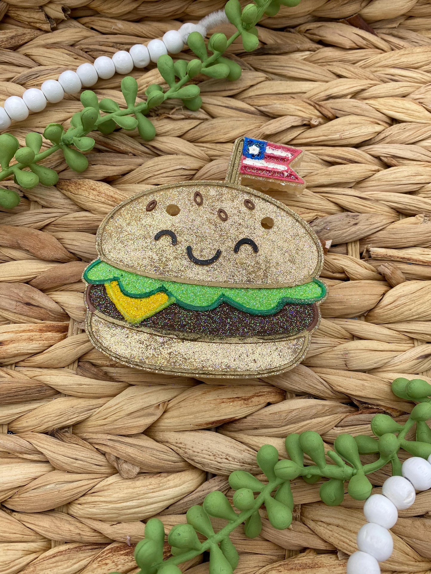 USA Hamburger Freshie Mold, Summer Freshie Molds, fourth of July Freshie Mold, burger soap Mold, US freshie molds, America freshie mold