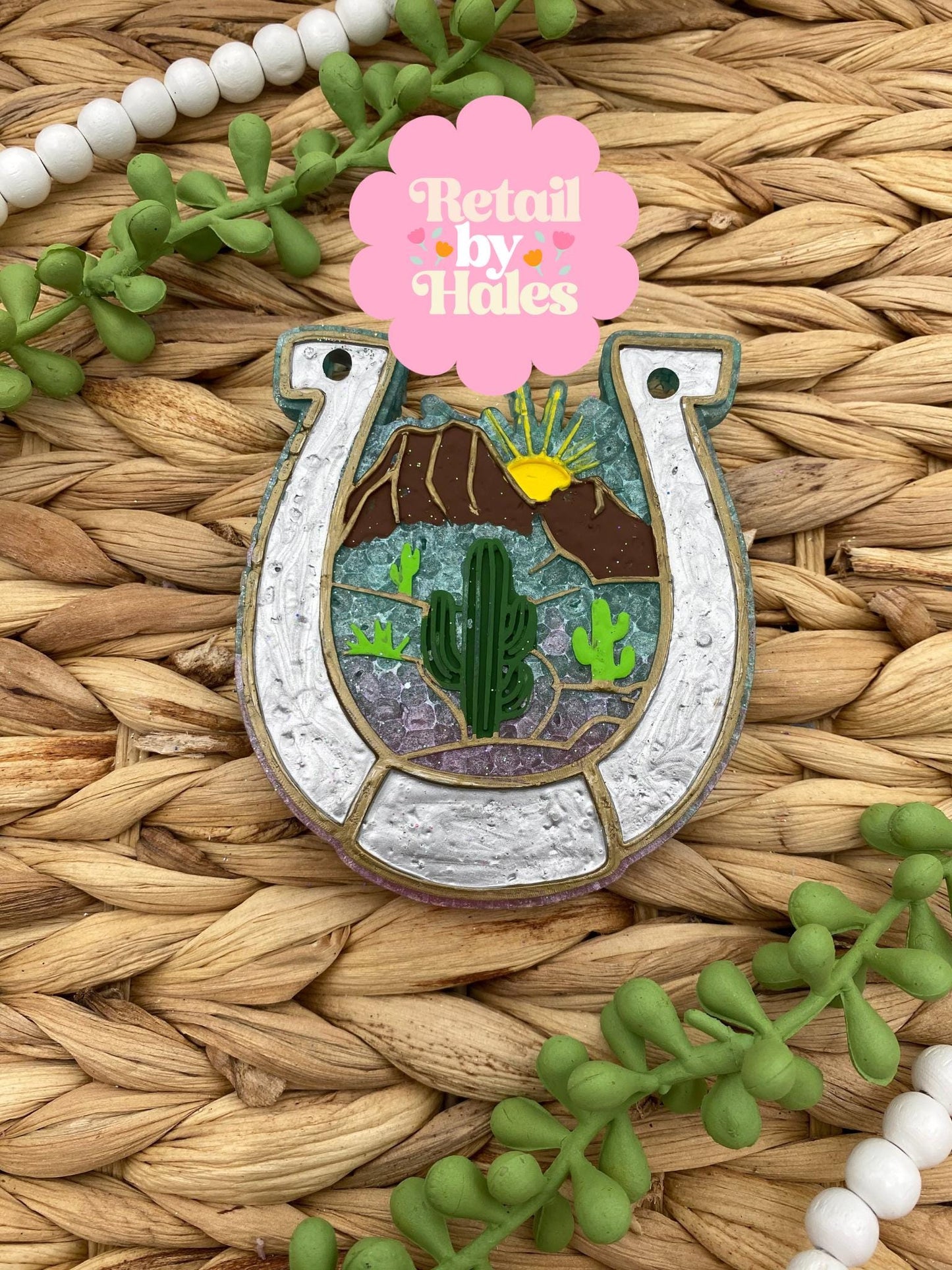 Desert Horseshoe Freshie Mold, freshie making supplies, plant freshie molds, desert silicone mold, western freshie molds, cactus scene