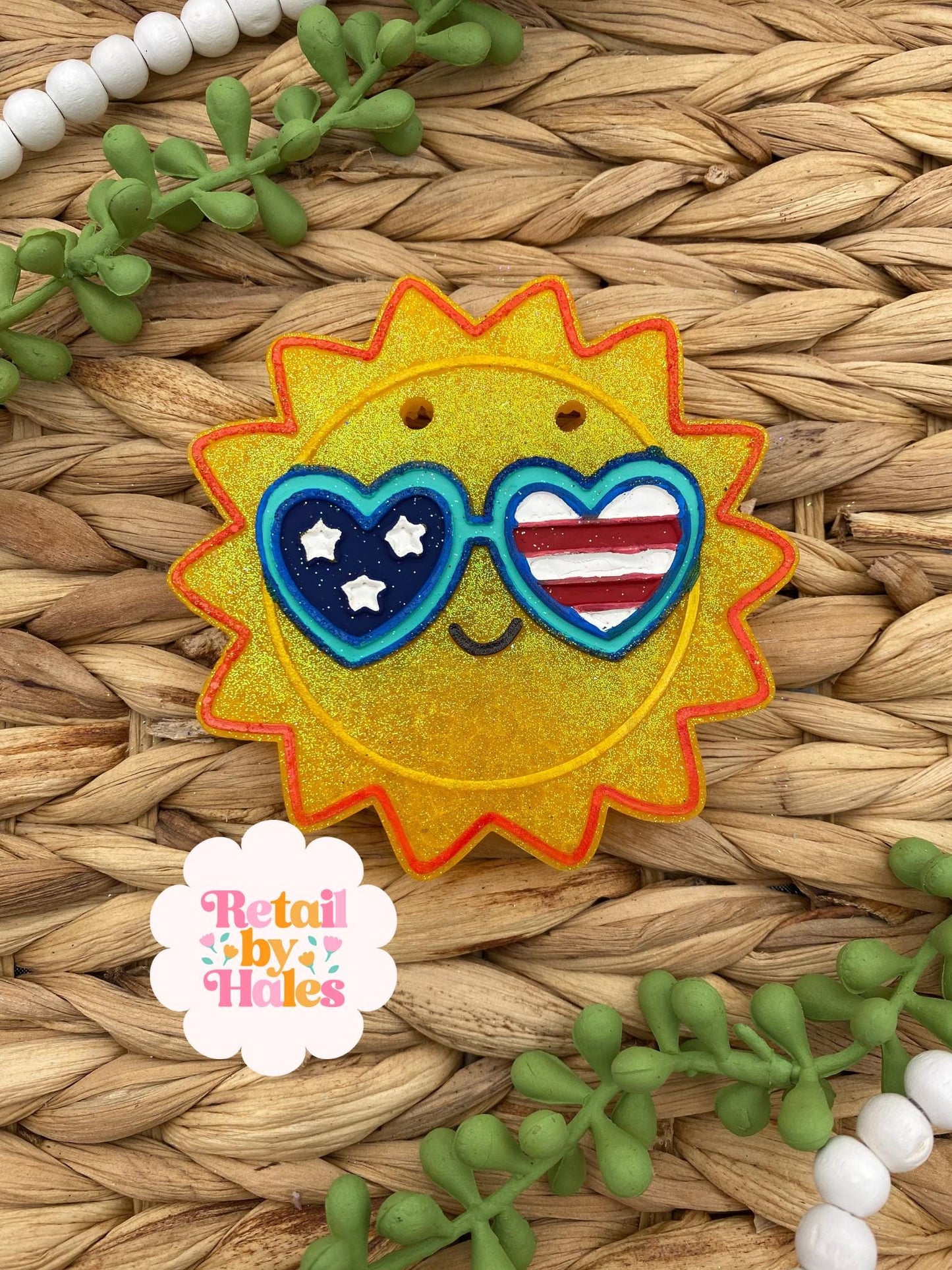 USA Sun Freshie Mold, Summer Freshie Molds, fourth of July Freshie Mold, patriotic Silicone Mold, US freshie molds, America freshie mold