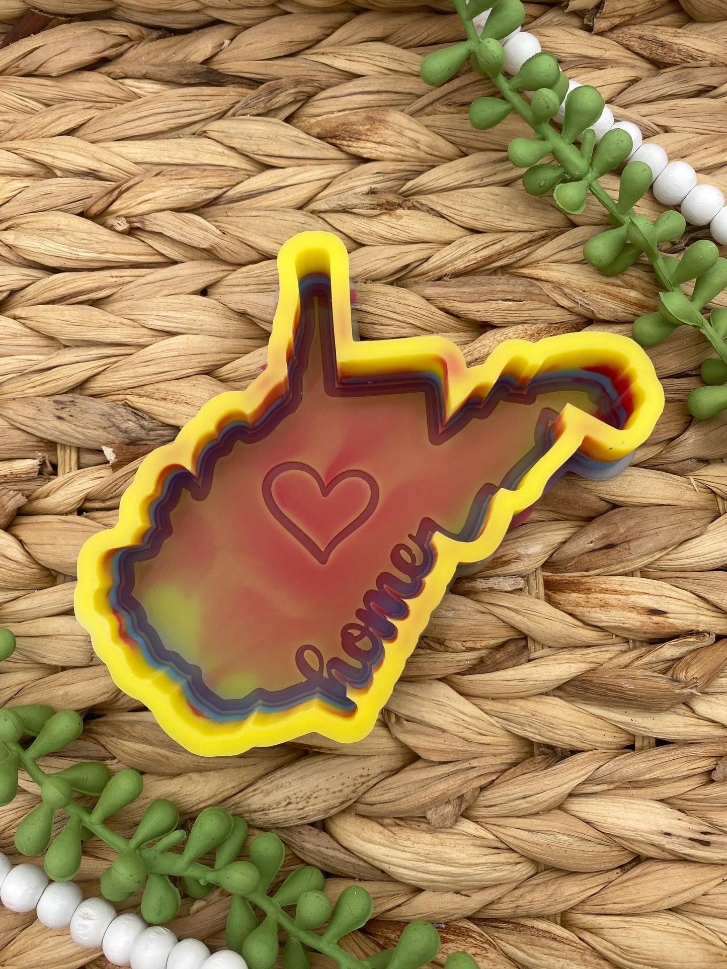 West Virginia Freshie Mold, Home State Freshie Molds, USA Freshie Molds, Beginner Aroma Bead Molds, West Virginia State Freshie Mold
