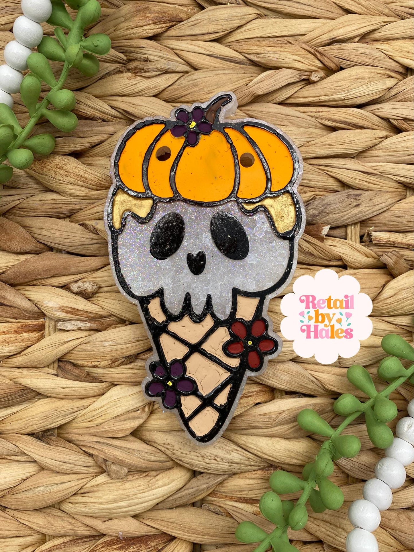 Halloween Ice Cream Cone Freshie Mold, skull freshie mold, ice cream soap mold, ice cream wax melt mold, handmade freshie molds