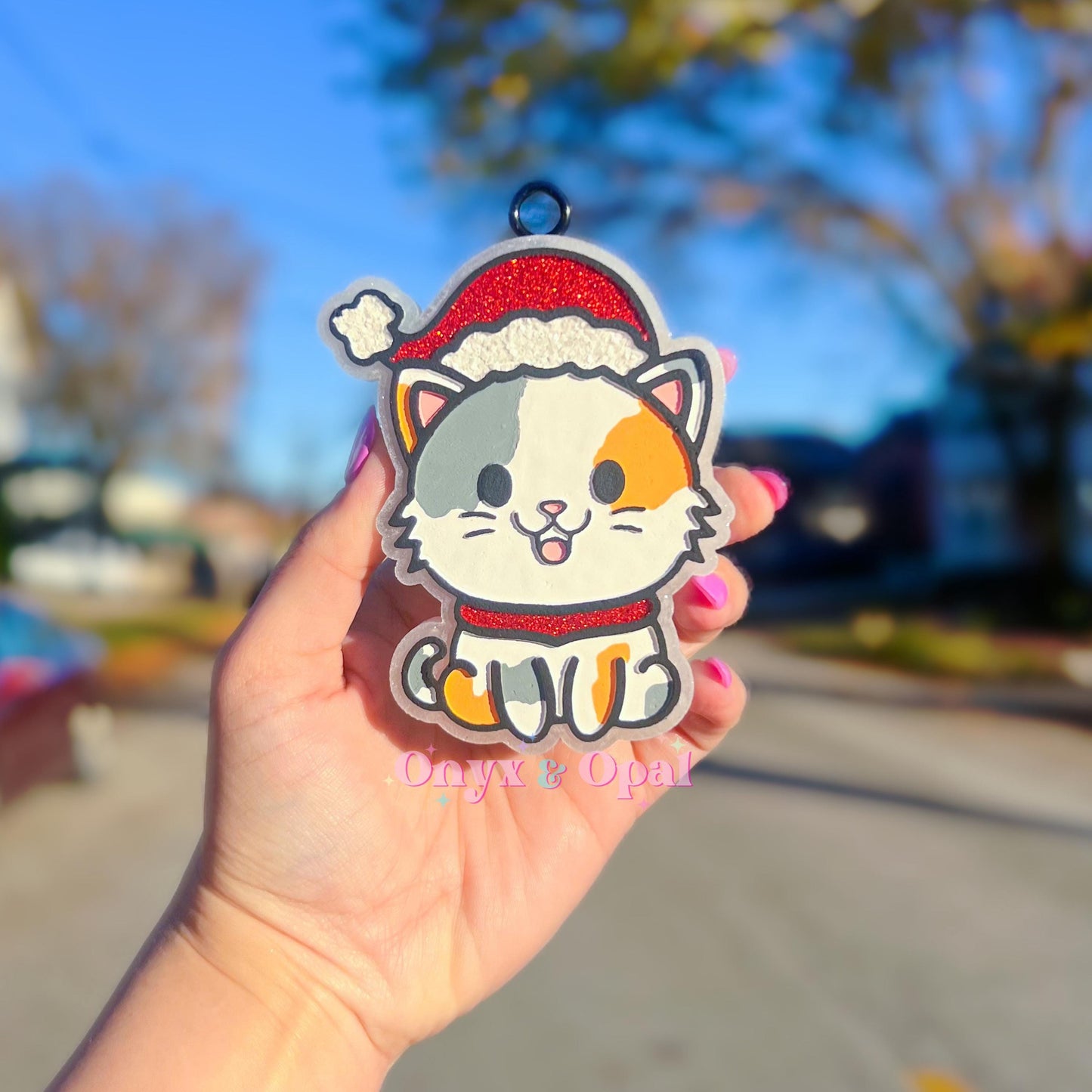 Christmas Kitten Freshie Mold, freshie making supplies, Christmas freshie mold, Santa Hat Kitten Mold, winter freshie mold, winter cat