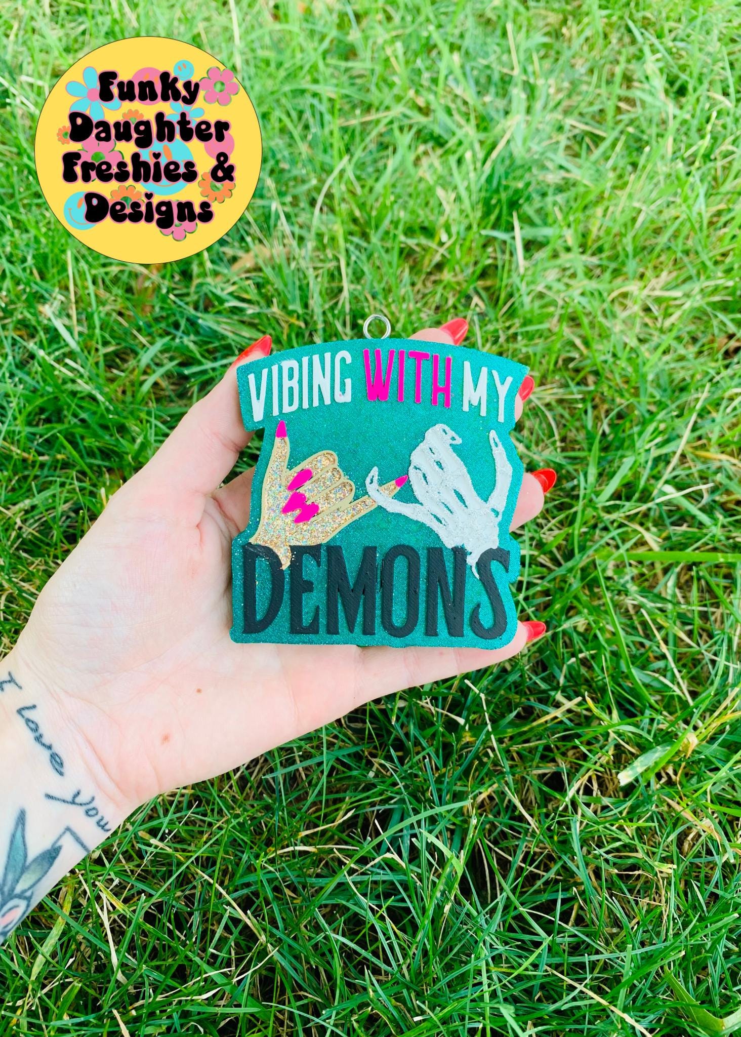Vibing with My Demons Mold, Funny Freshie Molds, Sarcastic Silicone Mold, Grunge Freshie mold, Funny Friend Freshie Supplies, Popular