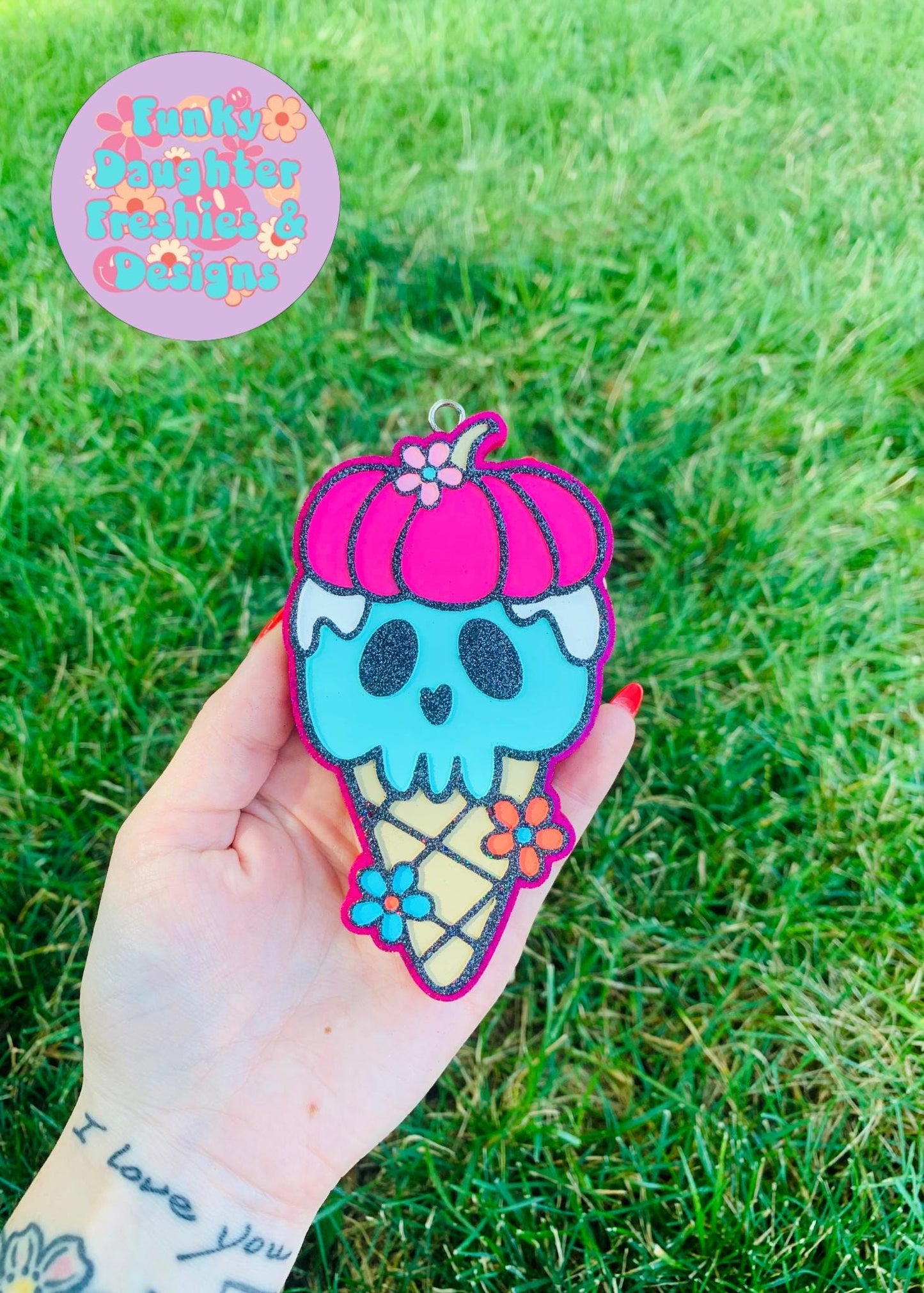 Halloween Ice Cream Cone Freshie Mold, skull freshie mold, ice cream soap mold, ice cream wax melt mold, handmade freshie molds