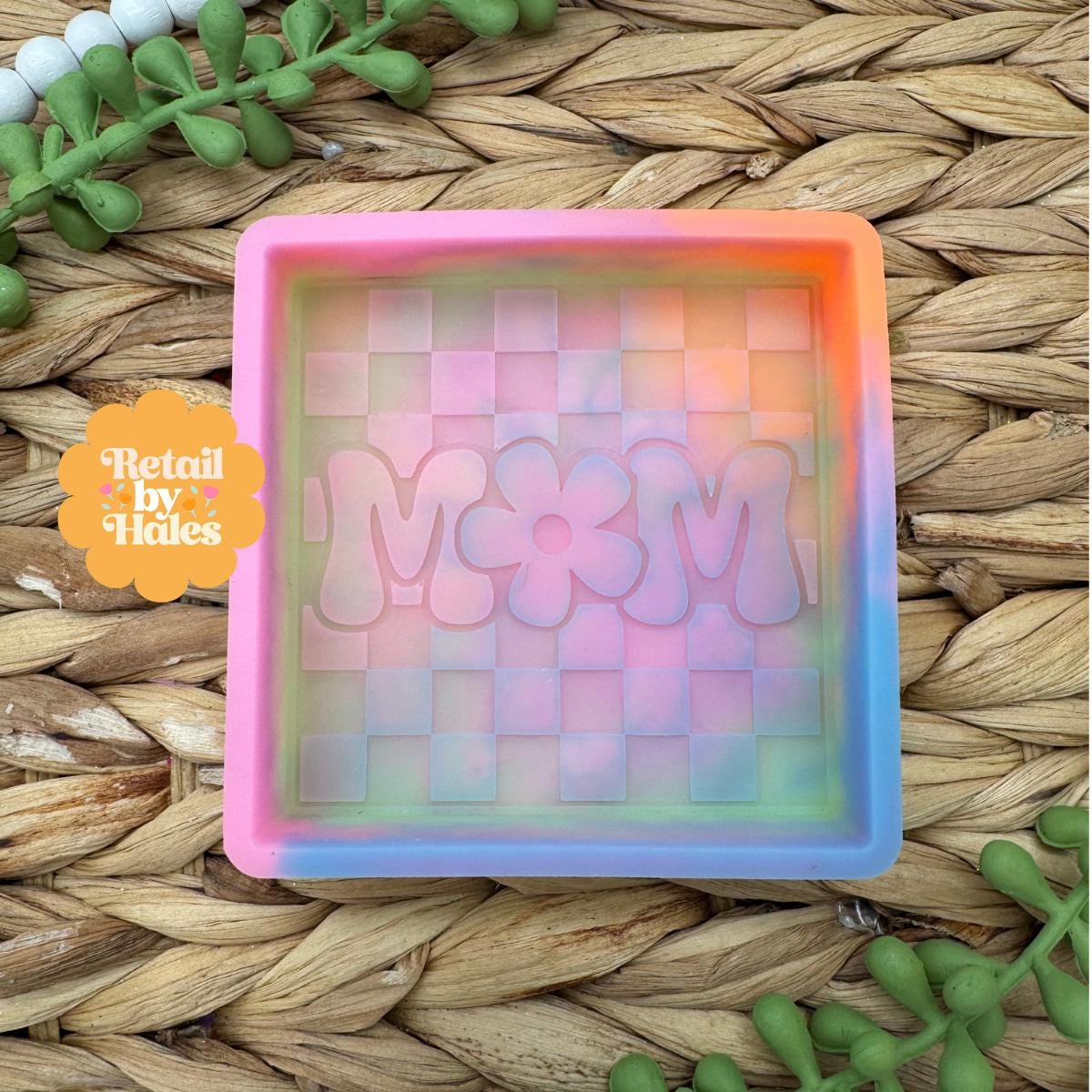 Checkerboard Mom Freshie Mold, floral mom freshie molds, funny mom freshie, mother's day freshie mold, mama freshie mold