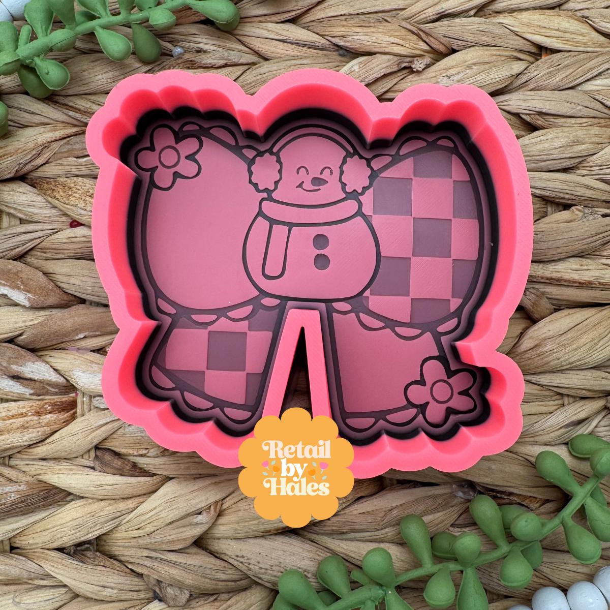Snowman Bow Freshie Silicone Mold, freshie making supplies, Christmas freshie mold, cozy winter freshie molds, happy winter molds