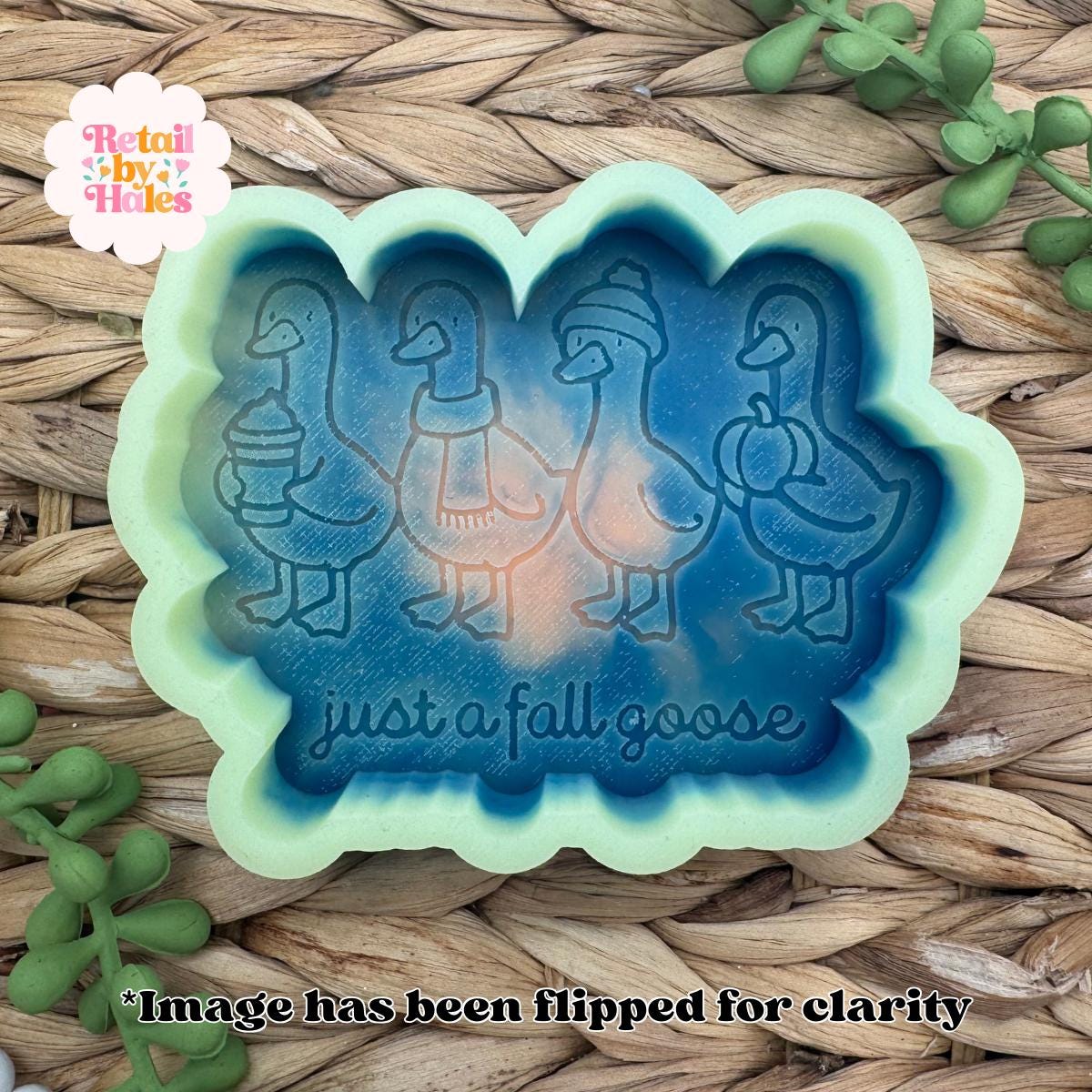 Just a Fall Goose Freshie Mold, Fall Freshie Mold, Silicone Mold, fall leaves freshie mold, cute fall mold, Autumn molds, Silly Goose Molds