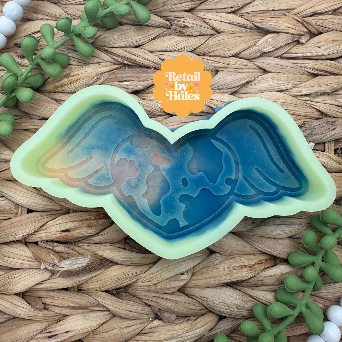 Heart with Wings Cow Print Freshie Mold, western valentine freshie mold, heart with wings freshie mold, valentine soap mold, flying heart