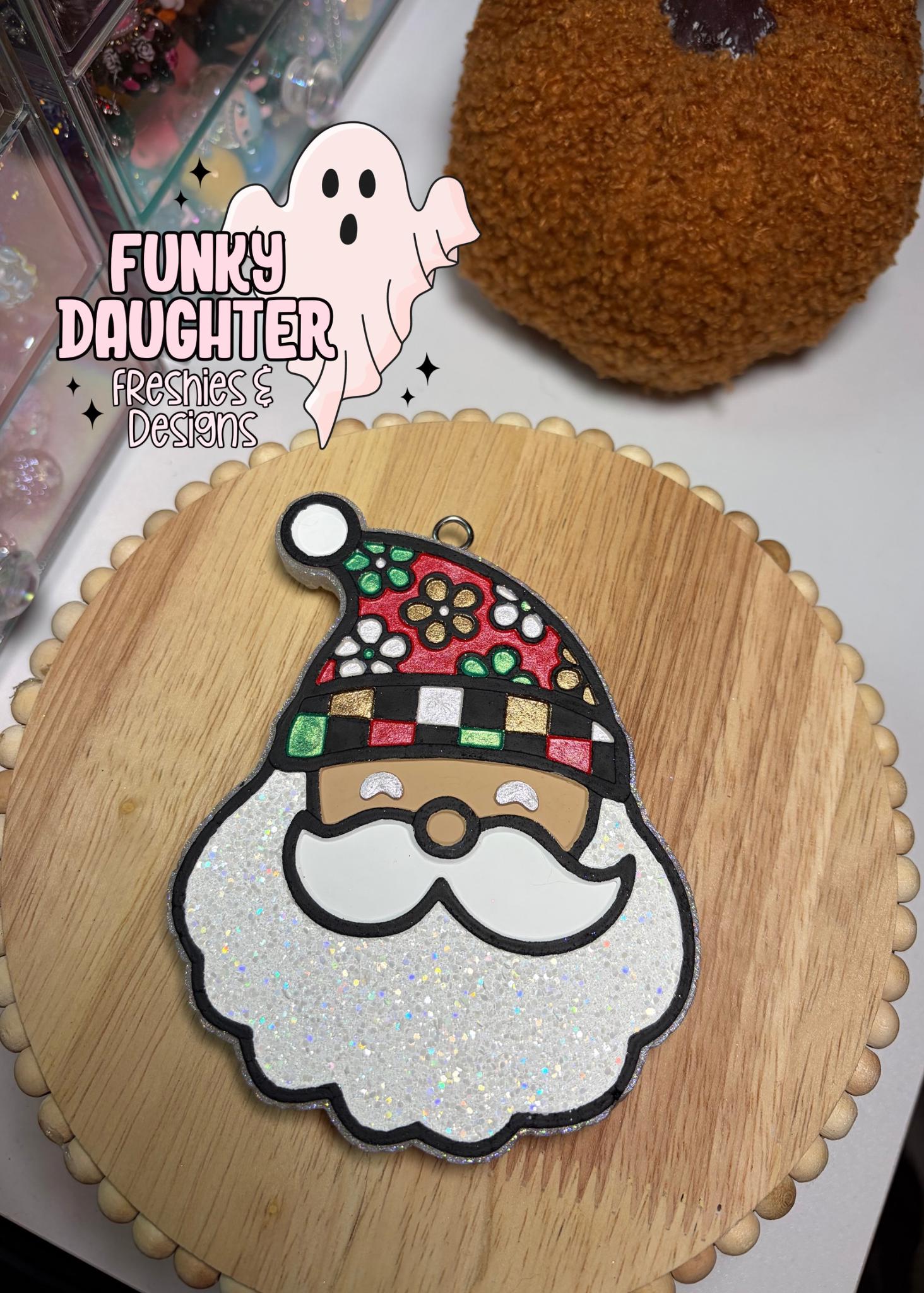 Santa Floral Freshie Mold, Christmas freshie mold, santa claus silicone mold, Cute Santa mold, retro santa face mold, retro santa hat freshi