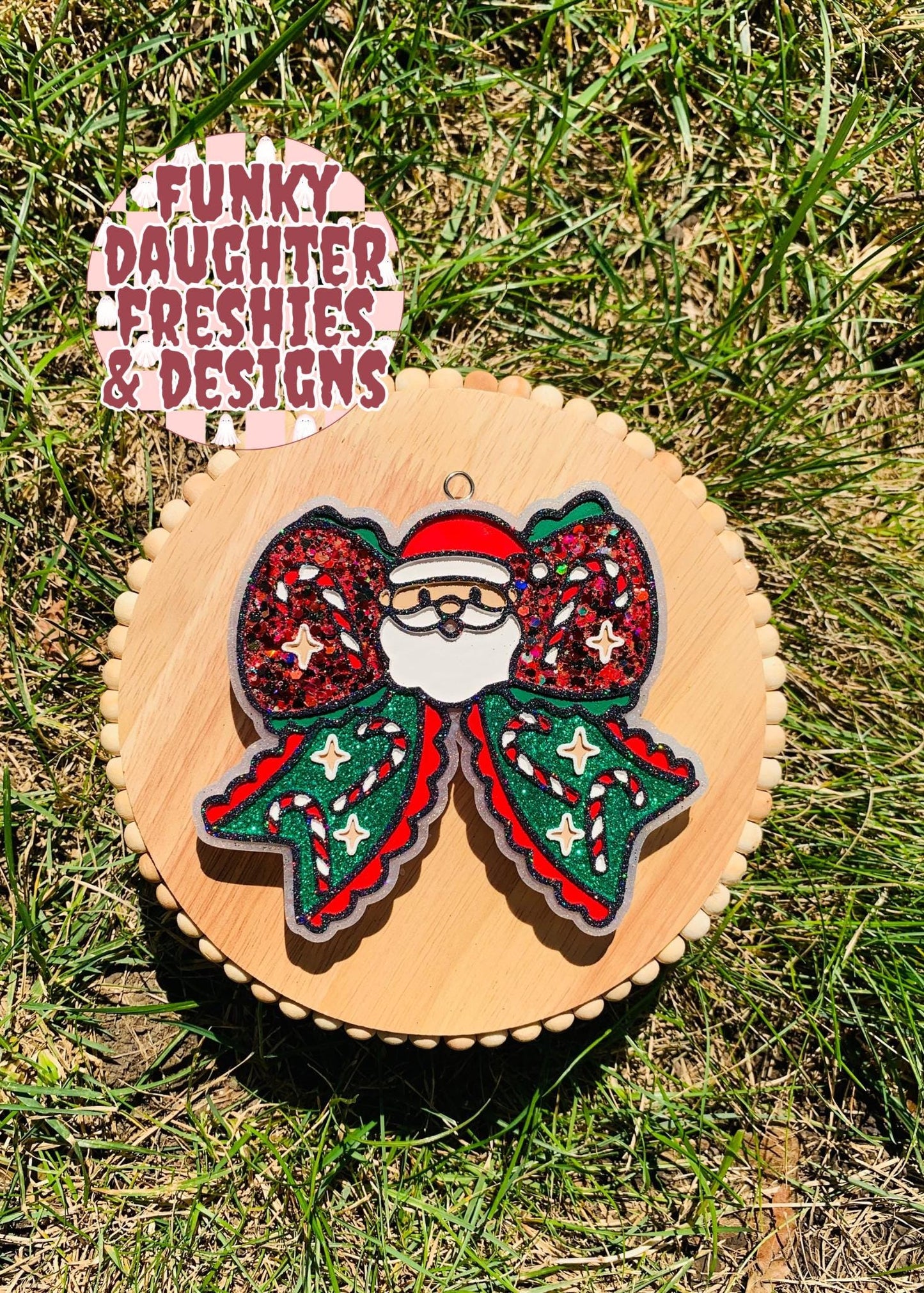 Santa Bow Freshie Mold, freshie making supplies, Christmas freshie mold, santa claus silicone mold, Cute Santa mold, retro santa face mold