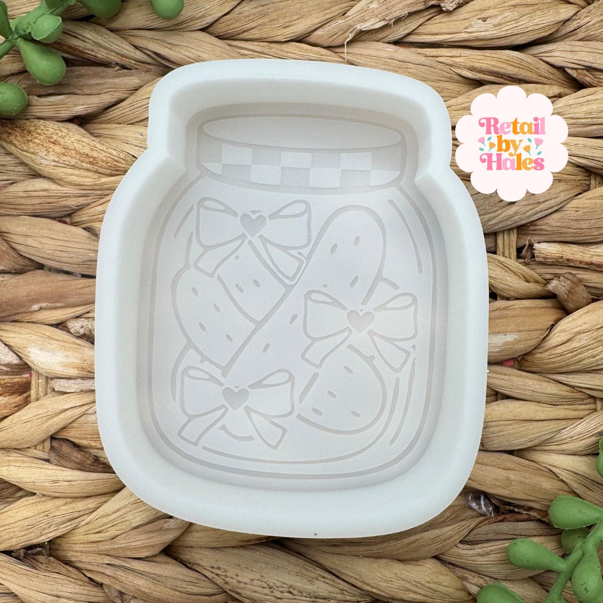 Pickle Jar with Bows Freshie Mold, flower pickle freshie mold, summer silicone molds, pickle loving freshie mold, coquette freshie molds