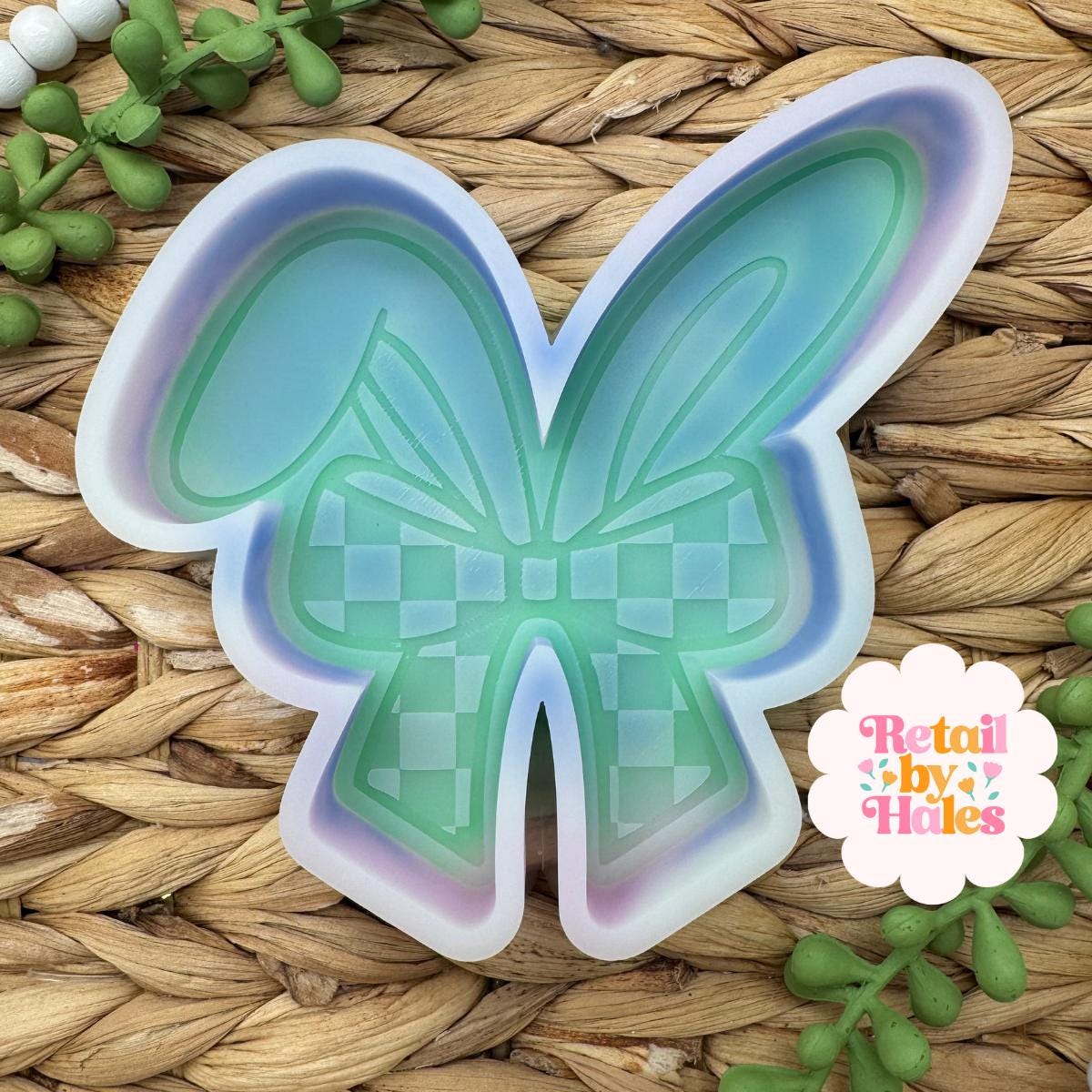 Bow with Bunny Ears Freshie Mold, Easter Freshie Mold, Bunny soap mold, bunny ear wax mold, rabbit freshie mold, easter bow soap mold,
