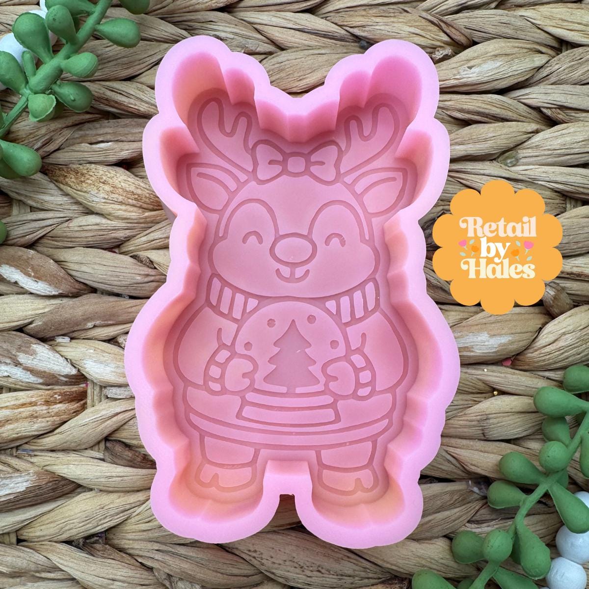 Reindeer with Snowglobe Freshie Mold, freshie making supplies, Christmas freshie mold, santa clause silicone mold, winter freshie mold