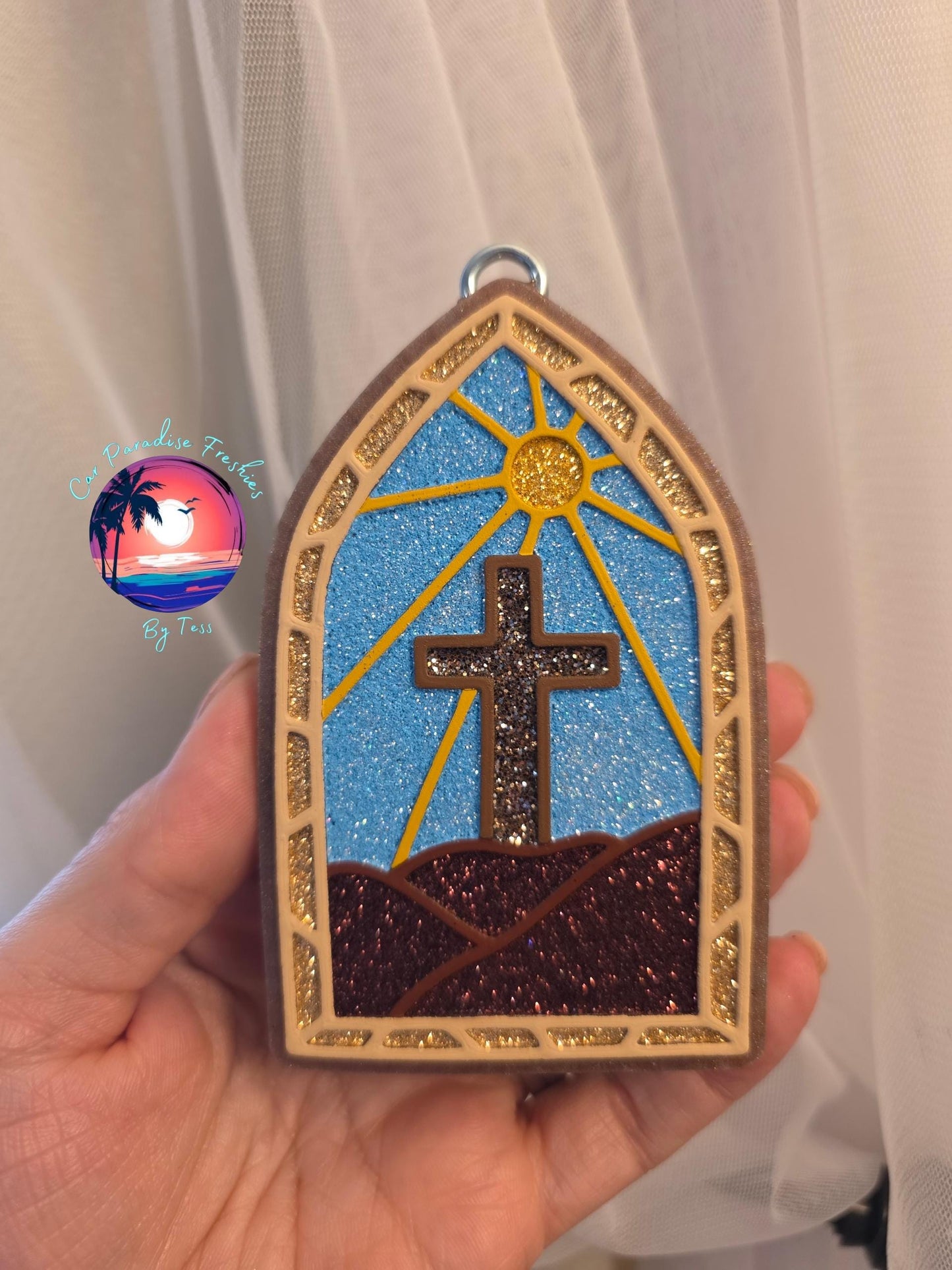 Mosaic Cross Freshie Mold for easter, car freshie design oven safe silicone cross mold for resin cross easter mold for bath bombs