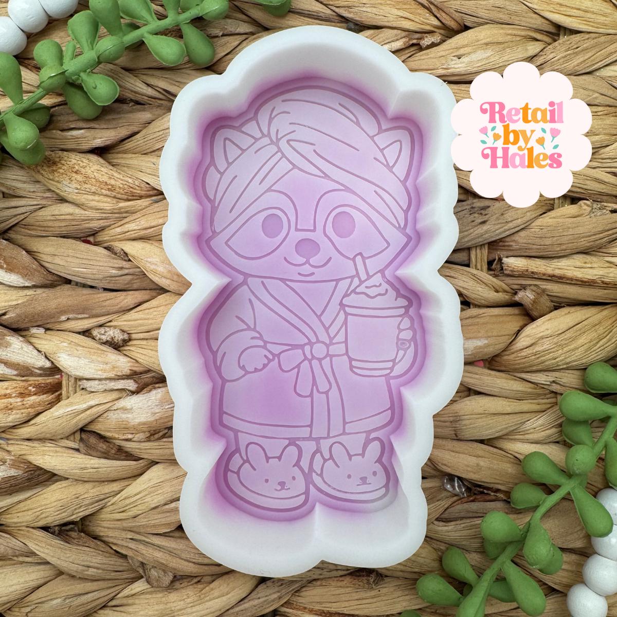 Raccoon with Milk Shake Freshie Mold for summer, car freshie design oven safe silicone mold for wax, ice cream mold for bath bombs