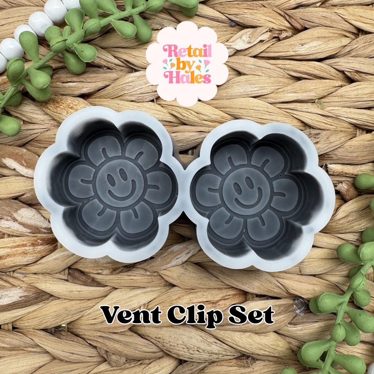 Flower Vent Clip Freshie Mold, Daisy freshie molds, smile flower mold, cute freshie molds, summer freshie molds, retro freshie mold